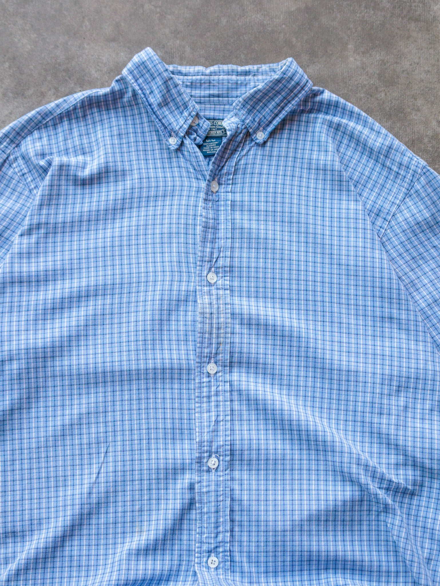 Vintage Blue Ralph Lauren Polo Plaid Short Sleeve Shirt (M)