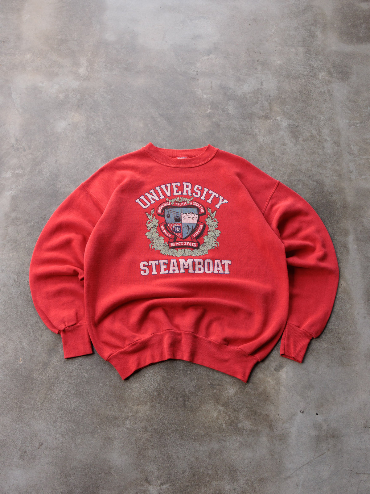 Vintage 90s Red University Steamboat Skiing Sweatshirt (XL)