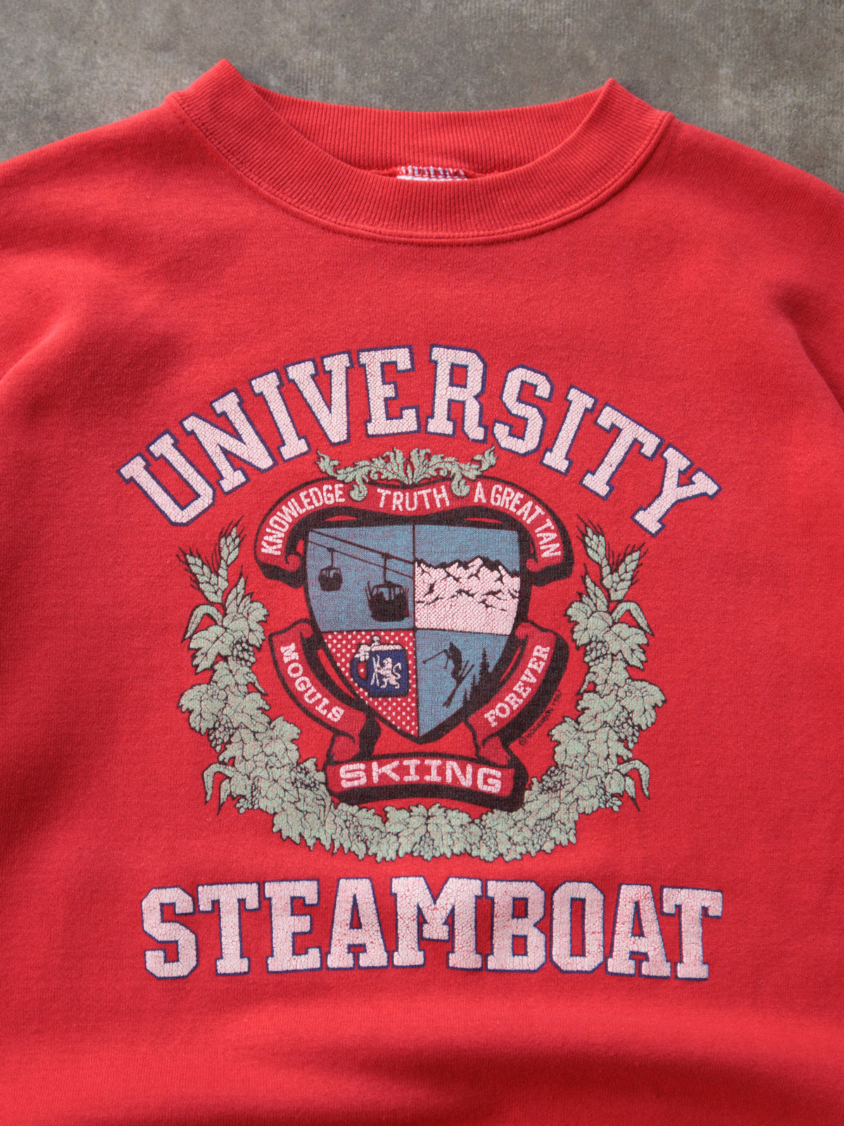 Vintage 90s Red University Steamboat Skiing Sweatshirt (XL)