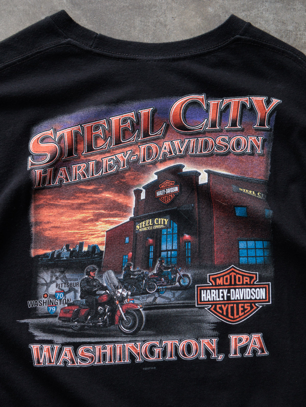 Vintage Black Harley-Davidson Washington PA Tee (XL)