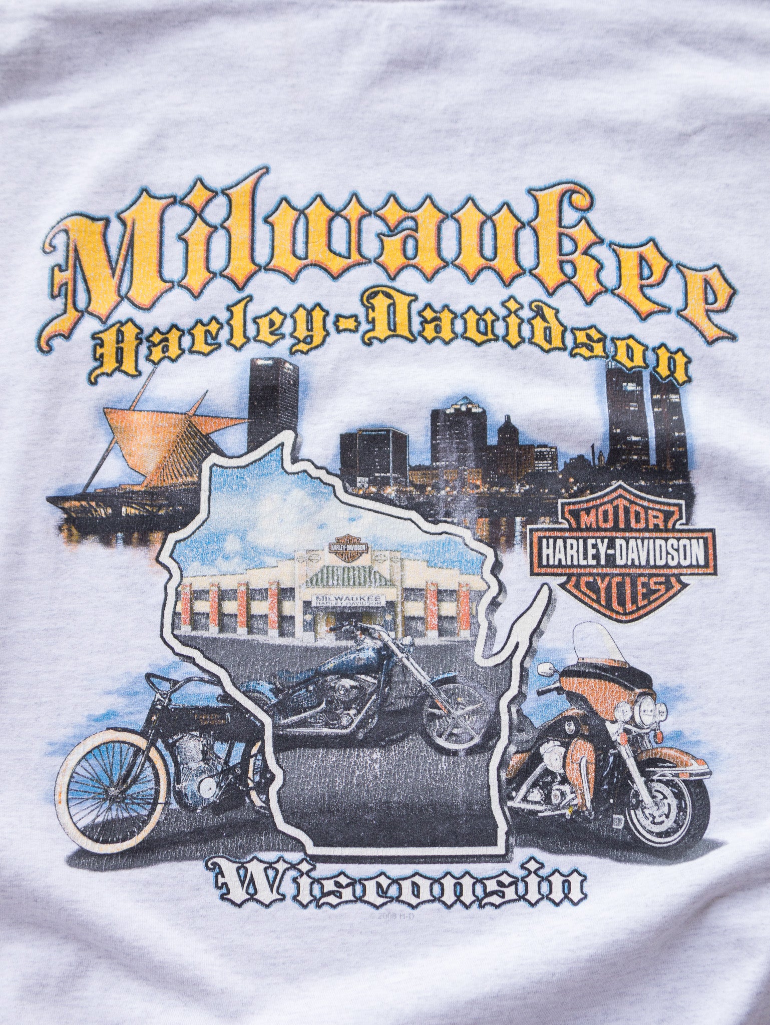 Vintage 2008 Grey Harley-Davidson Milwaukee Tee (XL)