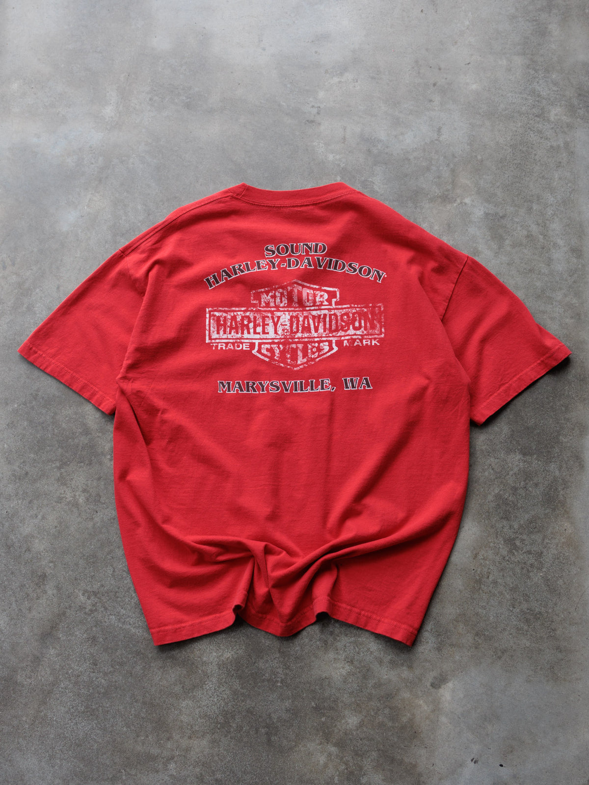 Vintage 00s Red Harley-Davidson Marysville Washington Pocket Tee (XL)