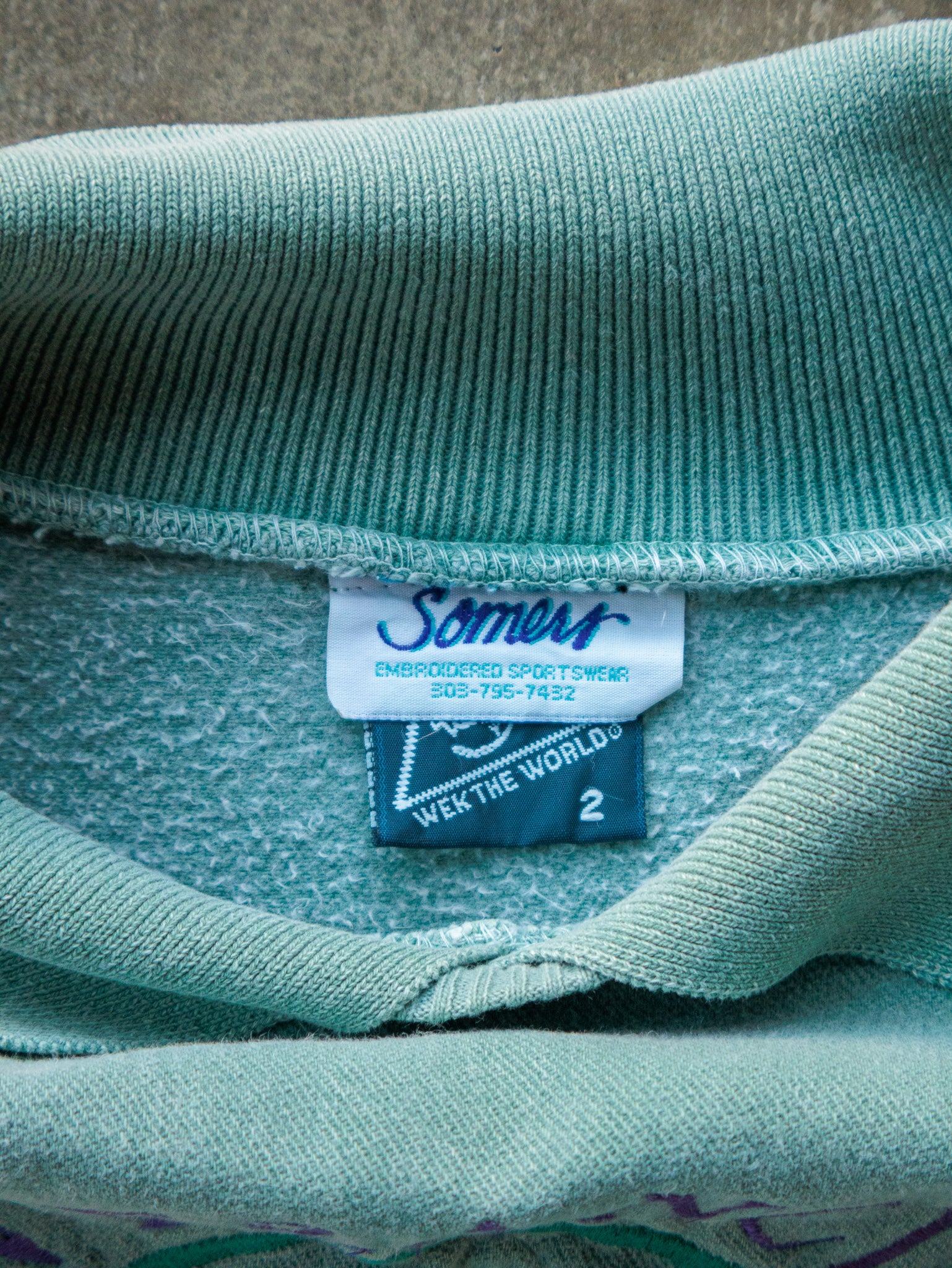 Vintage 90s Teal San Francisco California Collared Sweatshirt (XL)