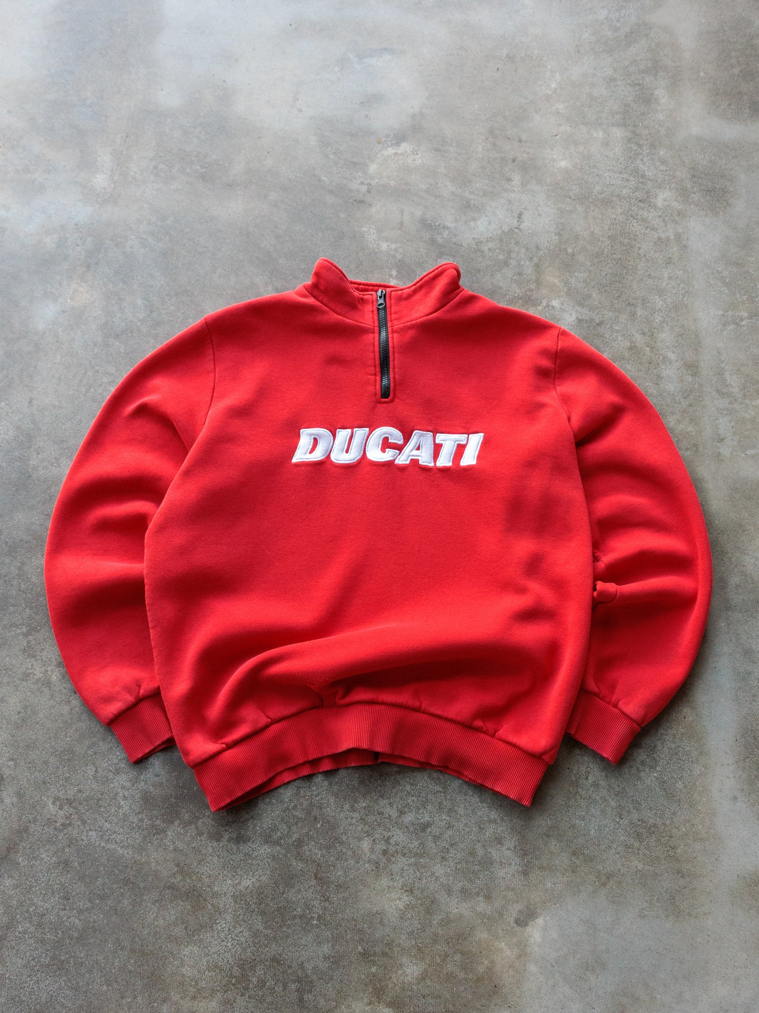 Vintage Red Ducati Quarter Zip Sweatshirt (L)
