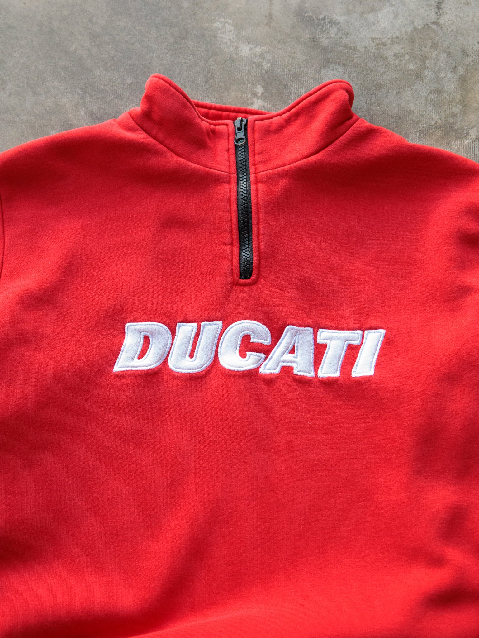Vintage Red Ducati Quarter Zip Sweatshirt (L)