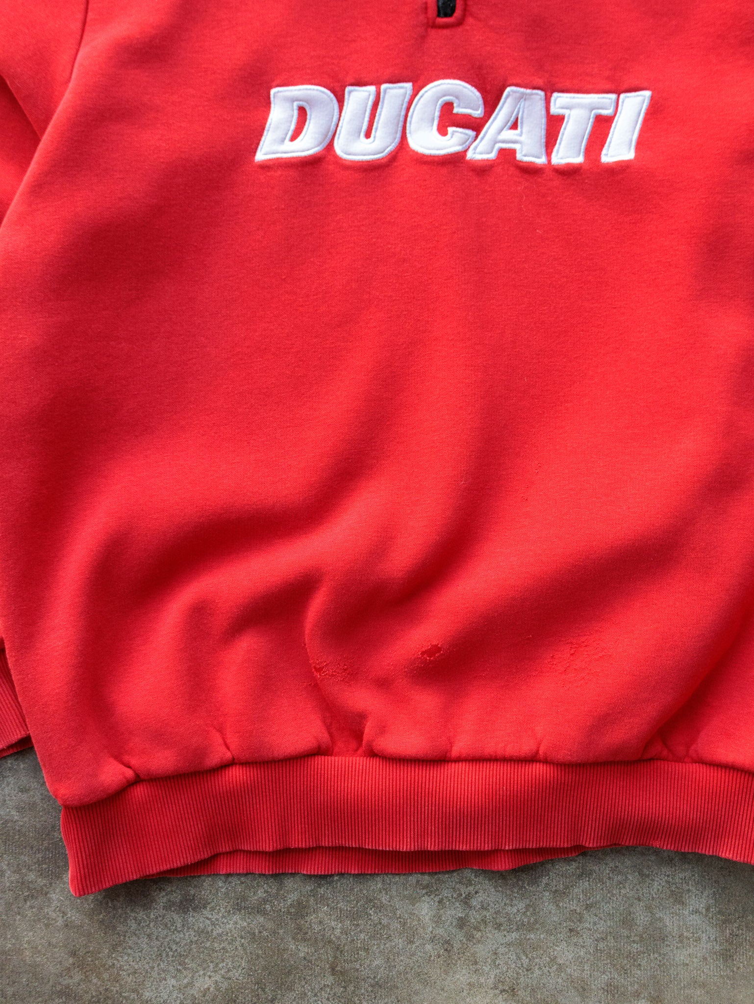 Vintage Red Ducati Quarter Zip Sweatshirt (L)