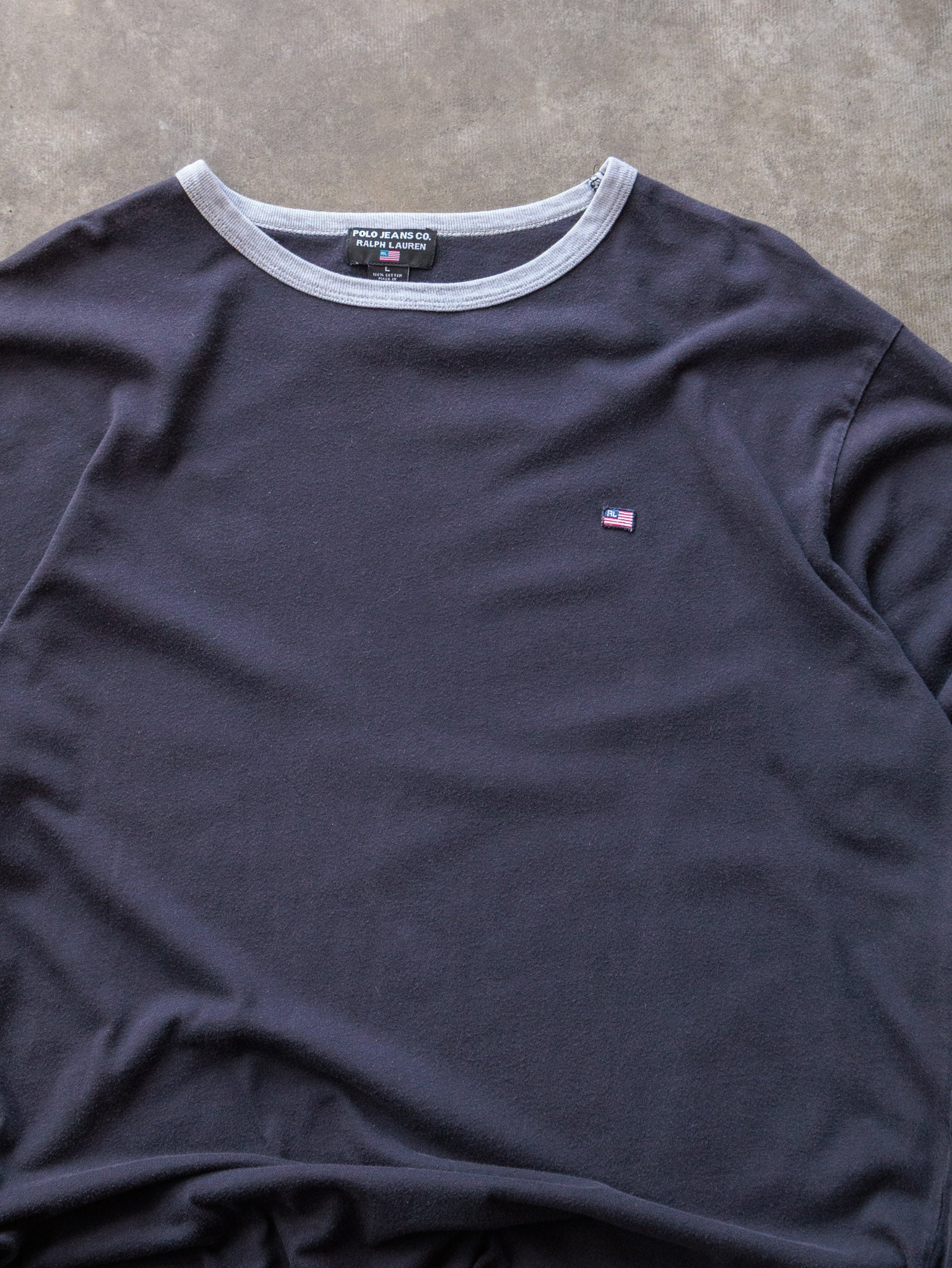 Vintage 90s Navy Polo Ralph Lauren Long Sleeve (L)