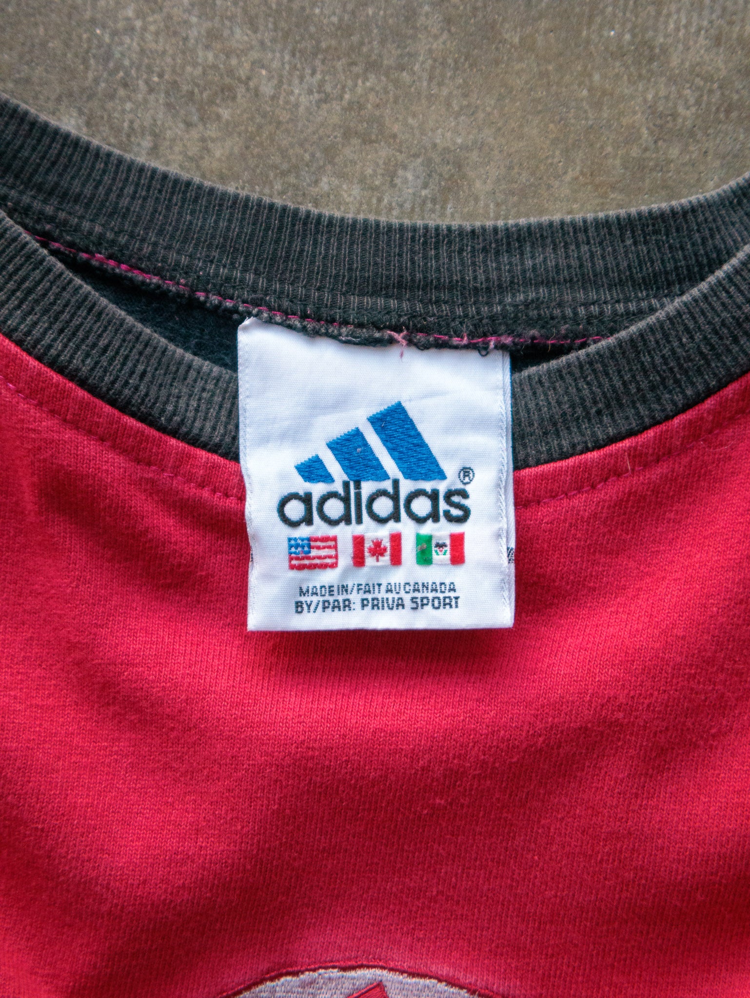Vintage 90s Red Adidas Striped Long Sleeve (XL)
