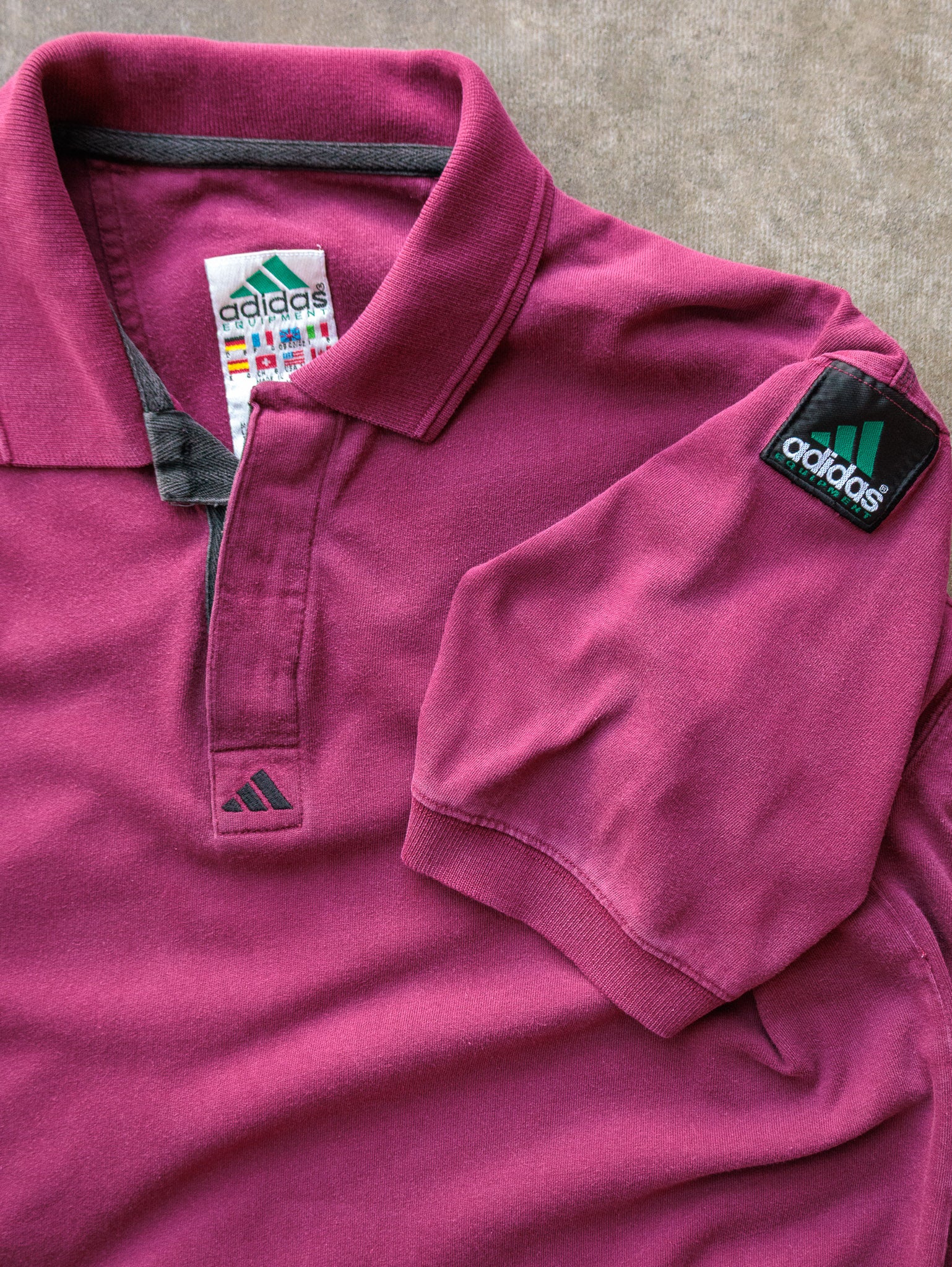 Vintage 90s Maroon Adidas Equipment Polo Shirt (M)