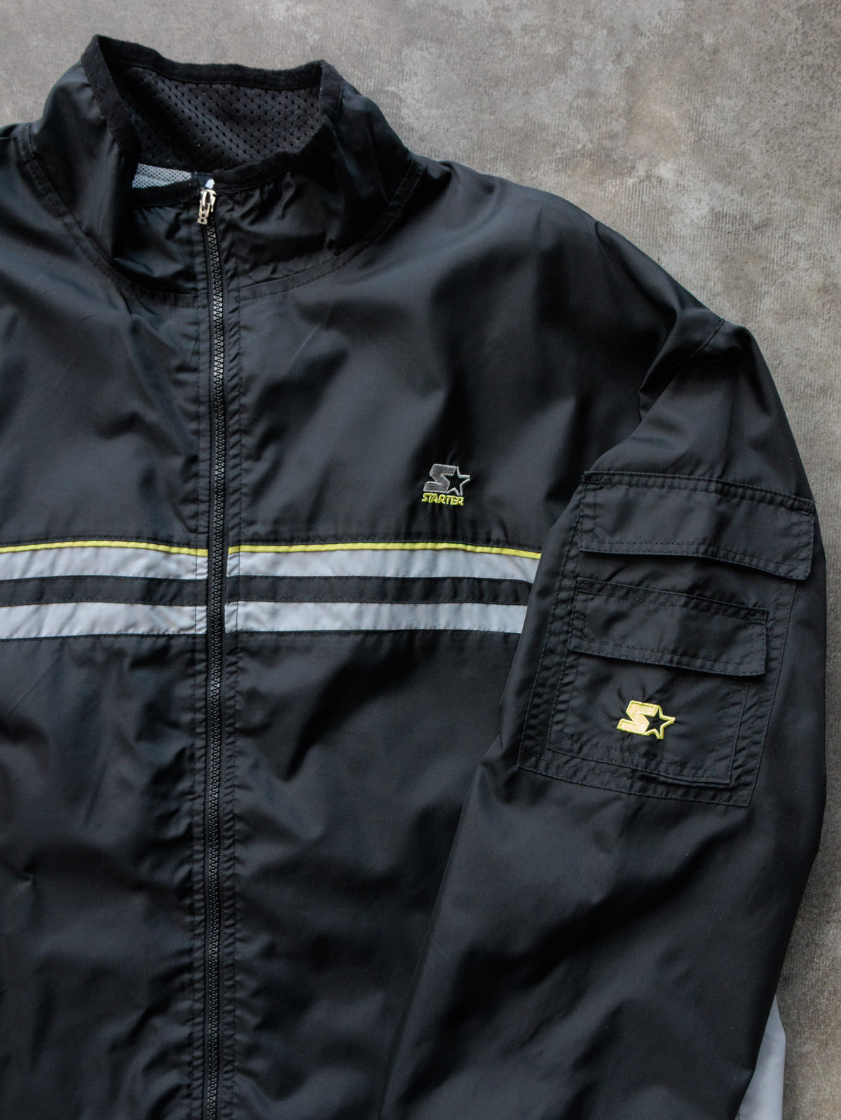Vintage 00s Black Starter Colourblock Windbreaker (XL)