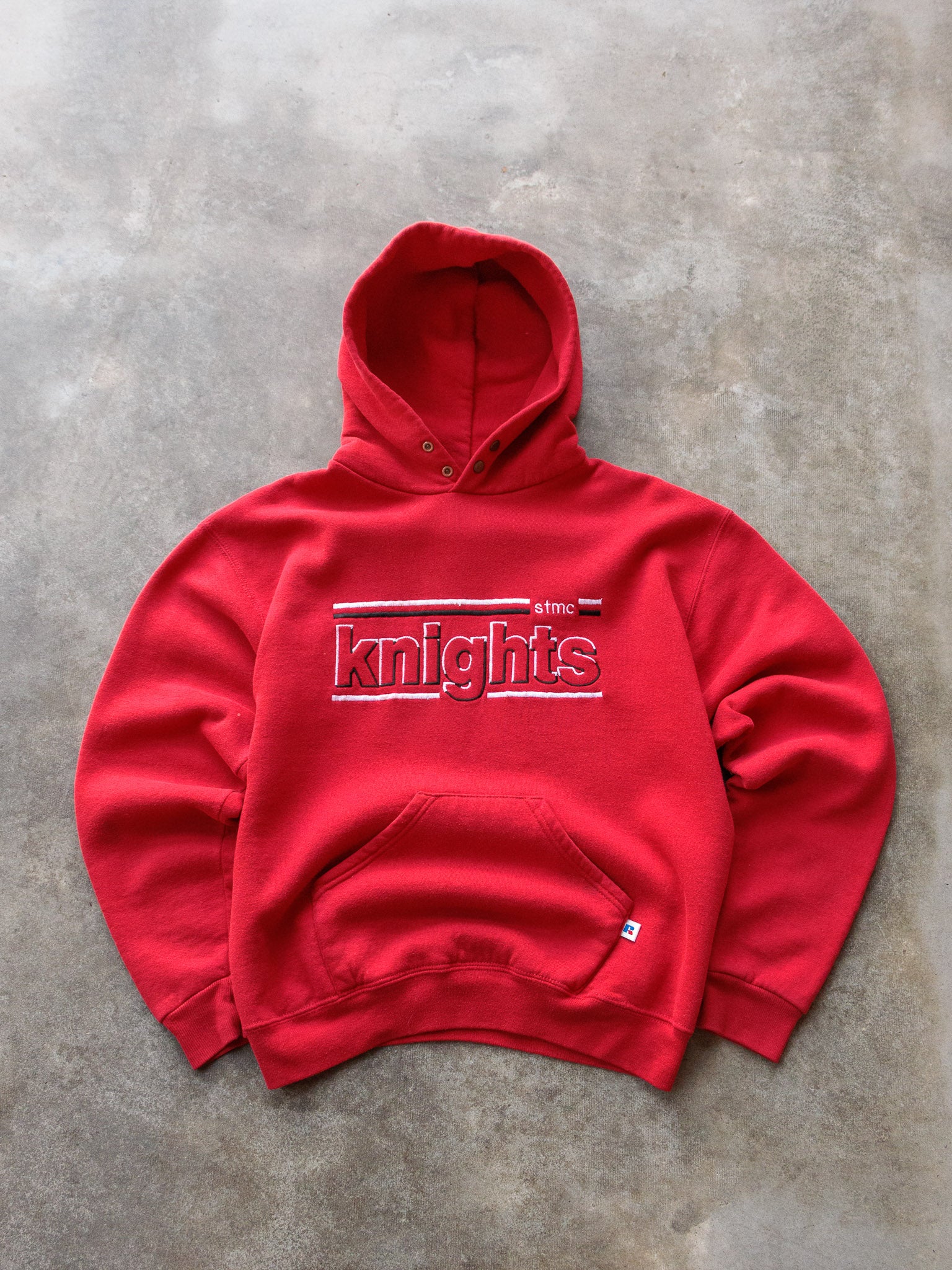 Vintage 90s Russell Athletic STMC Knights Spell Out Hoodie (14-16Y)