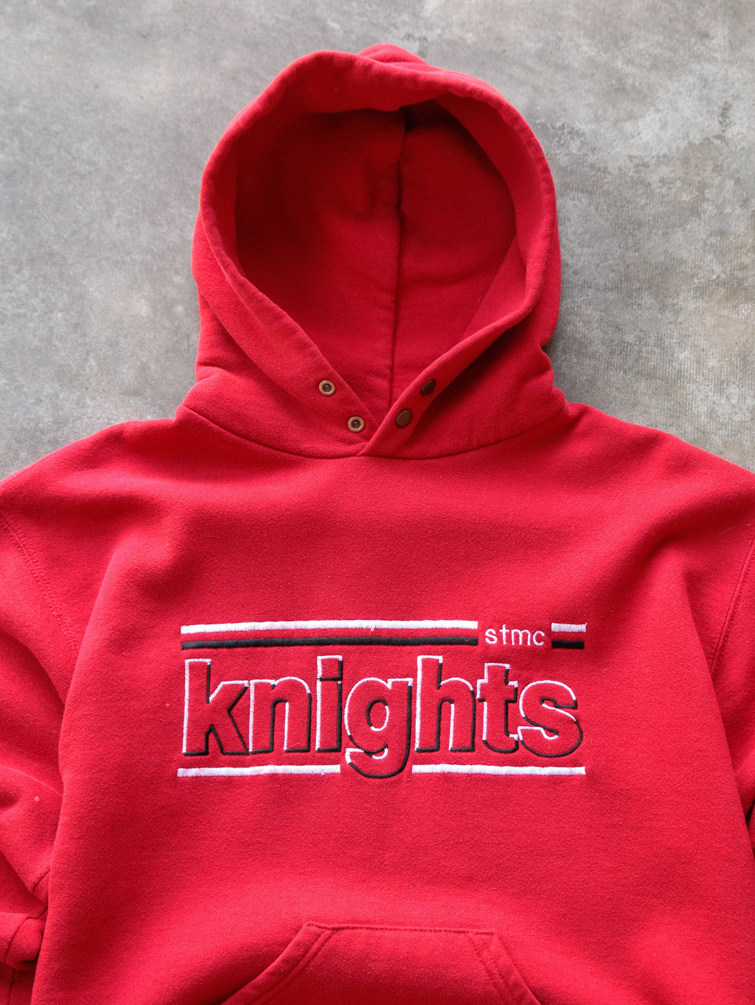 Vintage 90s Russell Athletic STMC Knights Spell Out Hoodie (14-16Y)