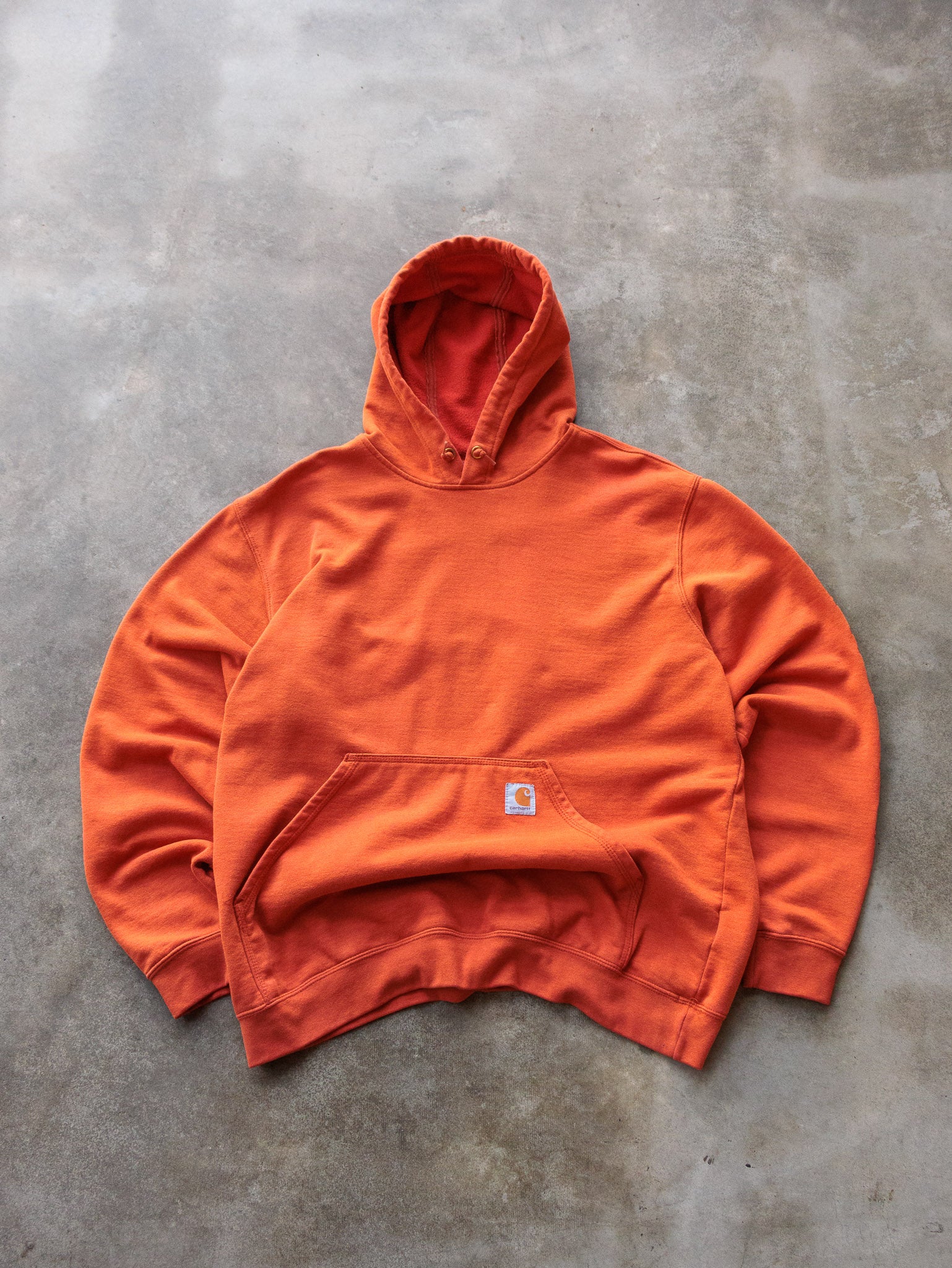 Vintage Orange Carhartt Sleeve Spell Out Hoodie (L)