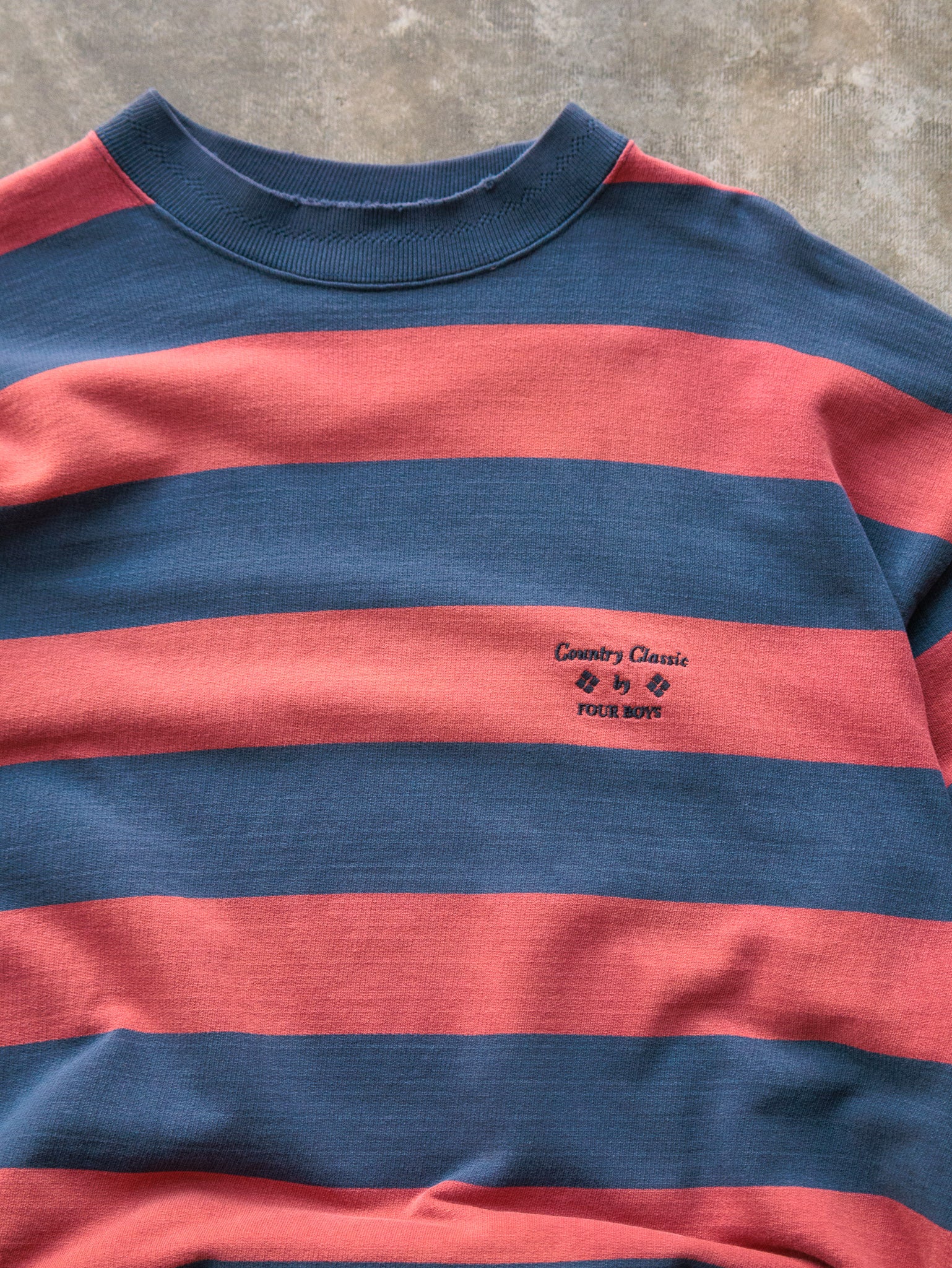 Vintage 90s Blue & Pink Four Boys Striped Sweatshirt (2XL)