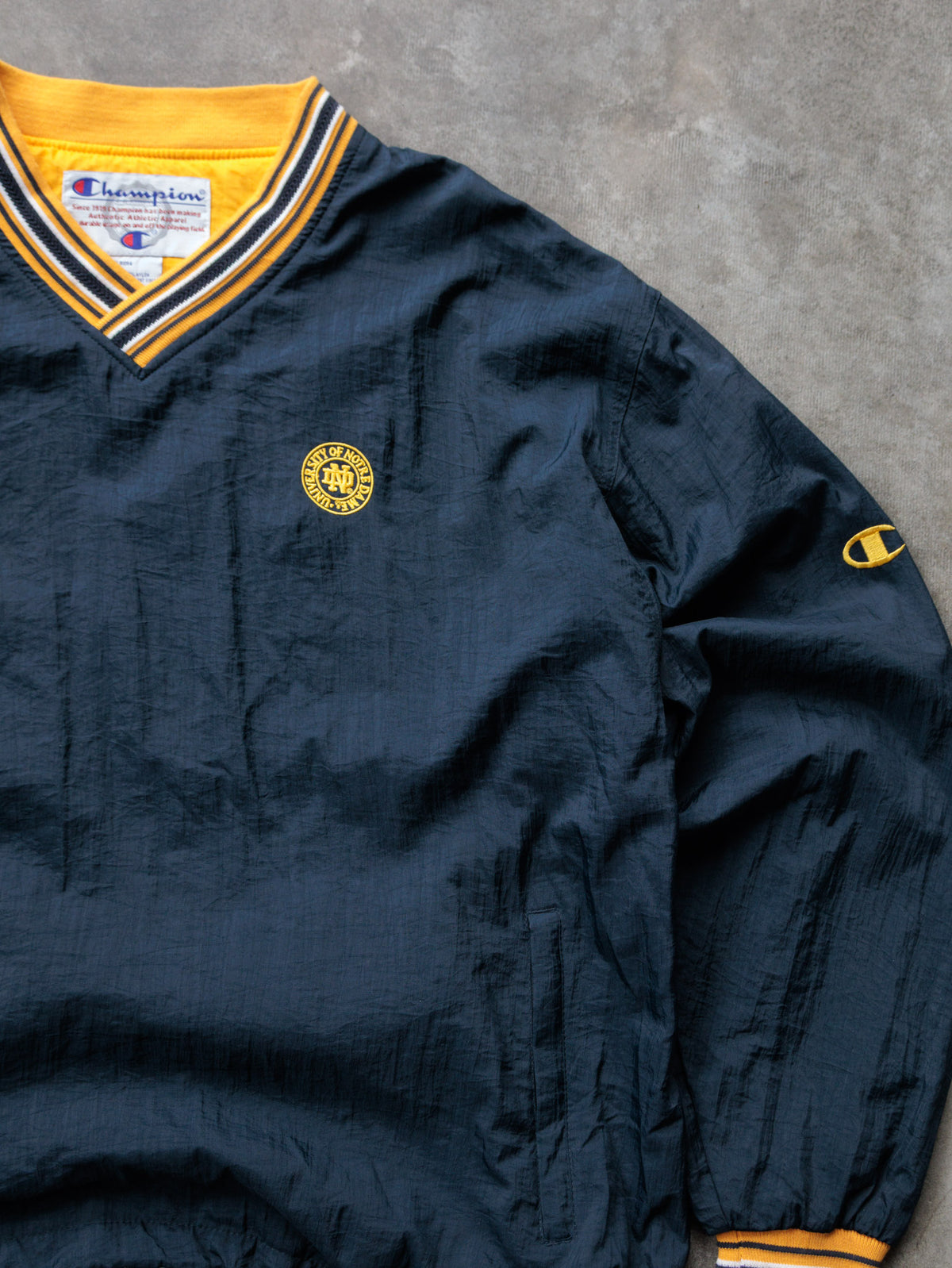 Vintage 90s Navy Champion Notre Dame Windbreaker (L)