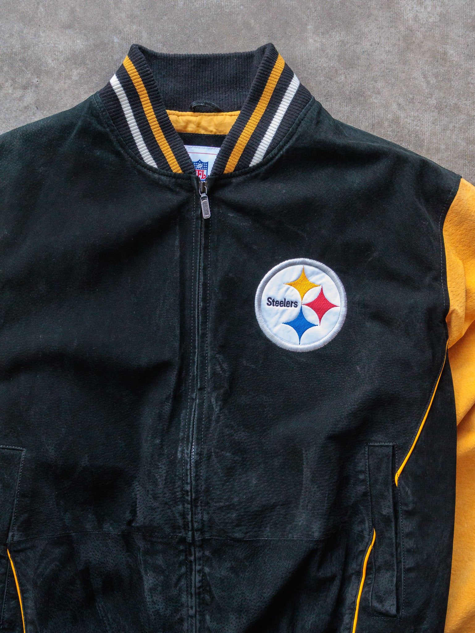Vintage 00s Pittsburgh Steelers Suede Varsity Jacket (L)