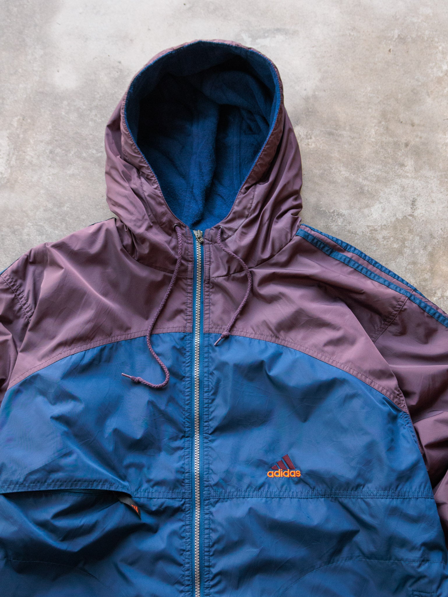 Vintage 90s Blue & Purple Adidas Fleece Lined Jacket (L)