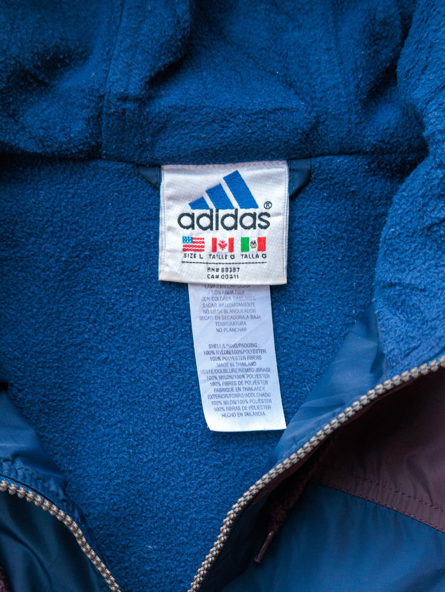 Vintage 90s Blue & Purple Adidas Fleece Lined Jacket (L)