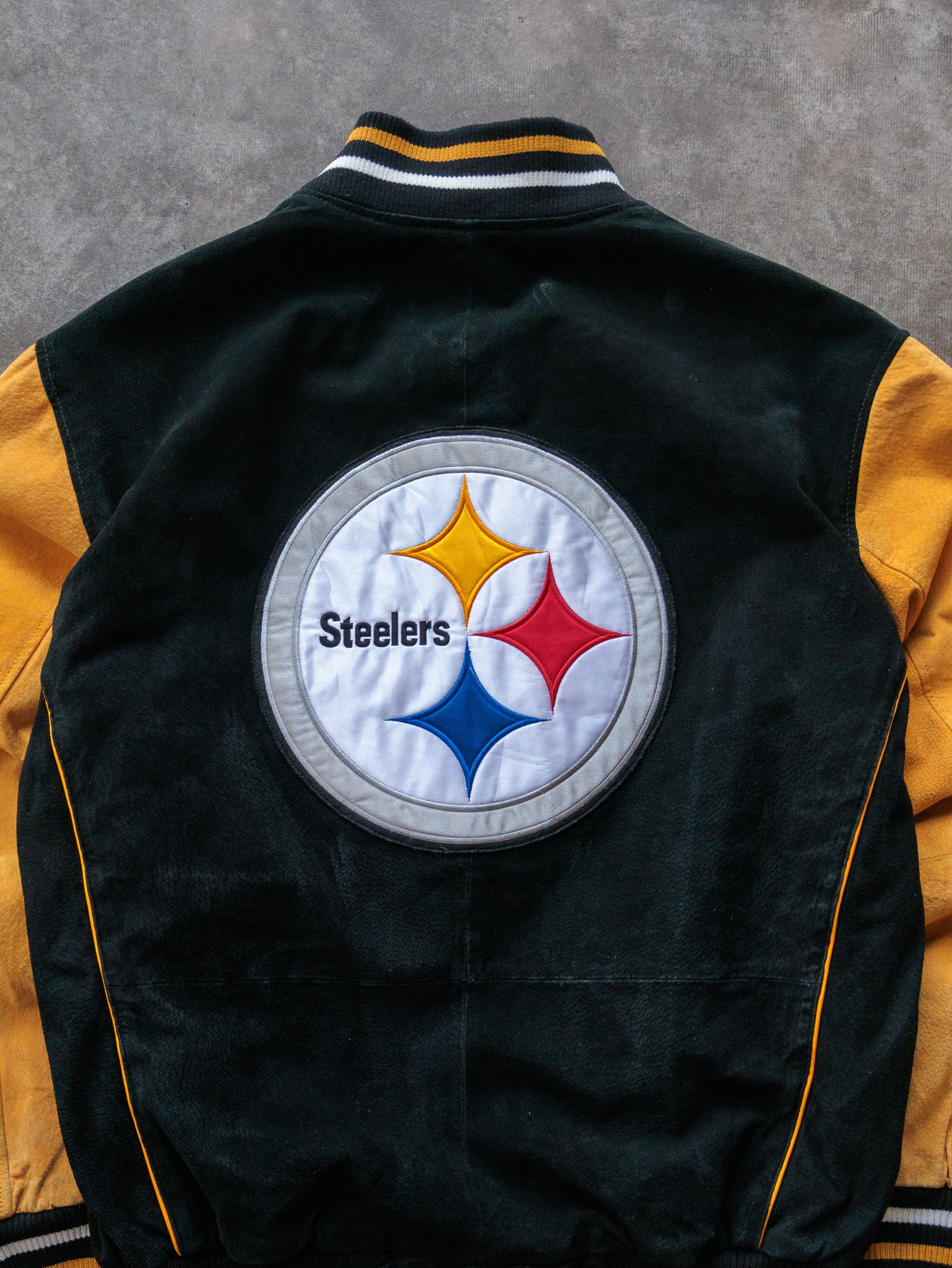 Vintage 00s Pittsburgh Steelers Suede Varsity Jacket (L)