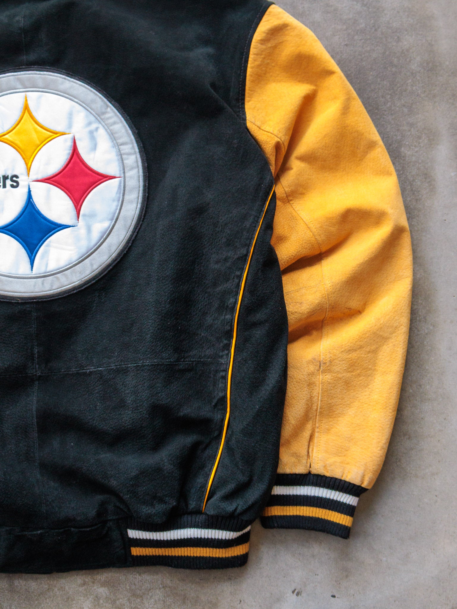 Vintage 00s Pittsburgh Steelers Suede Varsity Jacket (L)