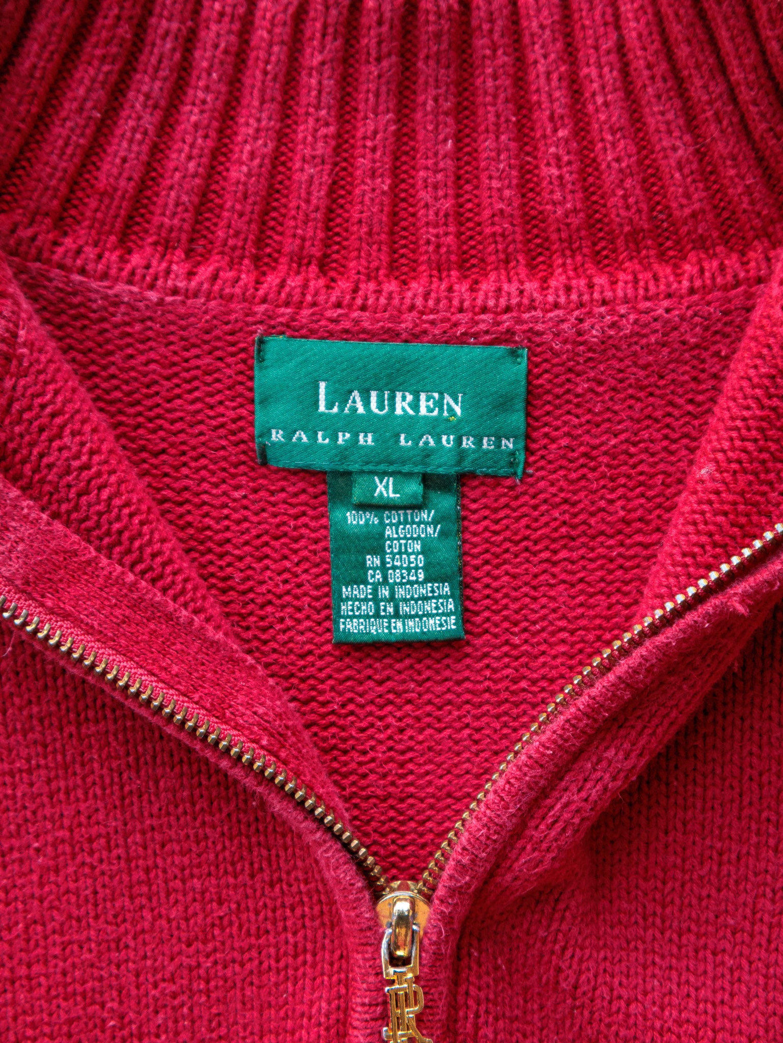 Vintage 90s Red Ralph Lauren Quarter Zip Knit (XL)