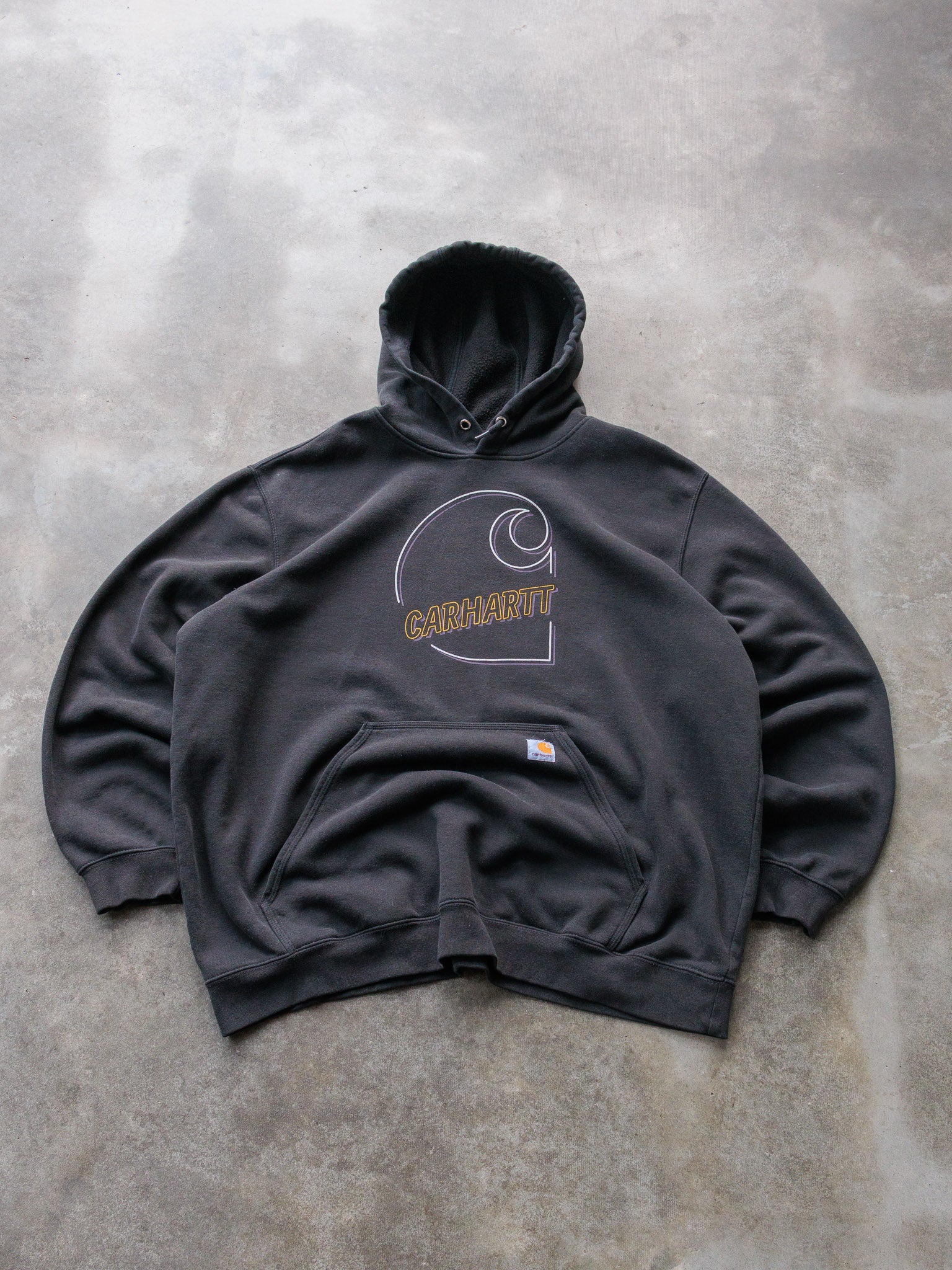 Vintage Black Carhartt Graphic Hoodie (2XL)