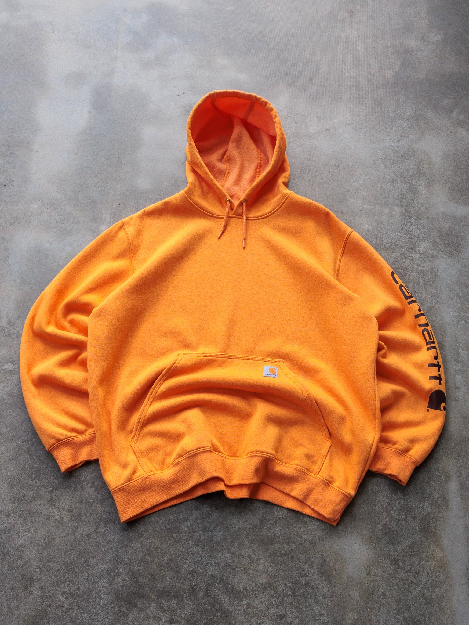 Vintage Orange Carhartt Sleeve Logo Hoodie (XL)