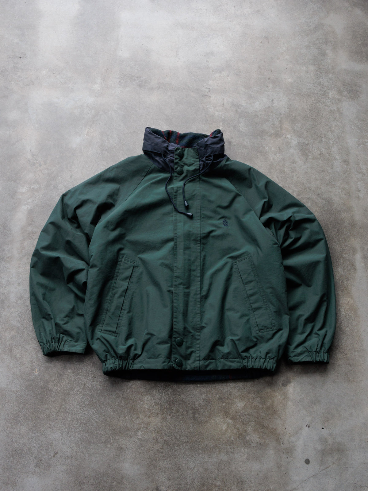 Vintage 90s Green & Navy Plaid Nautica Reversible Jacket (M)