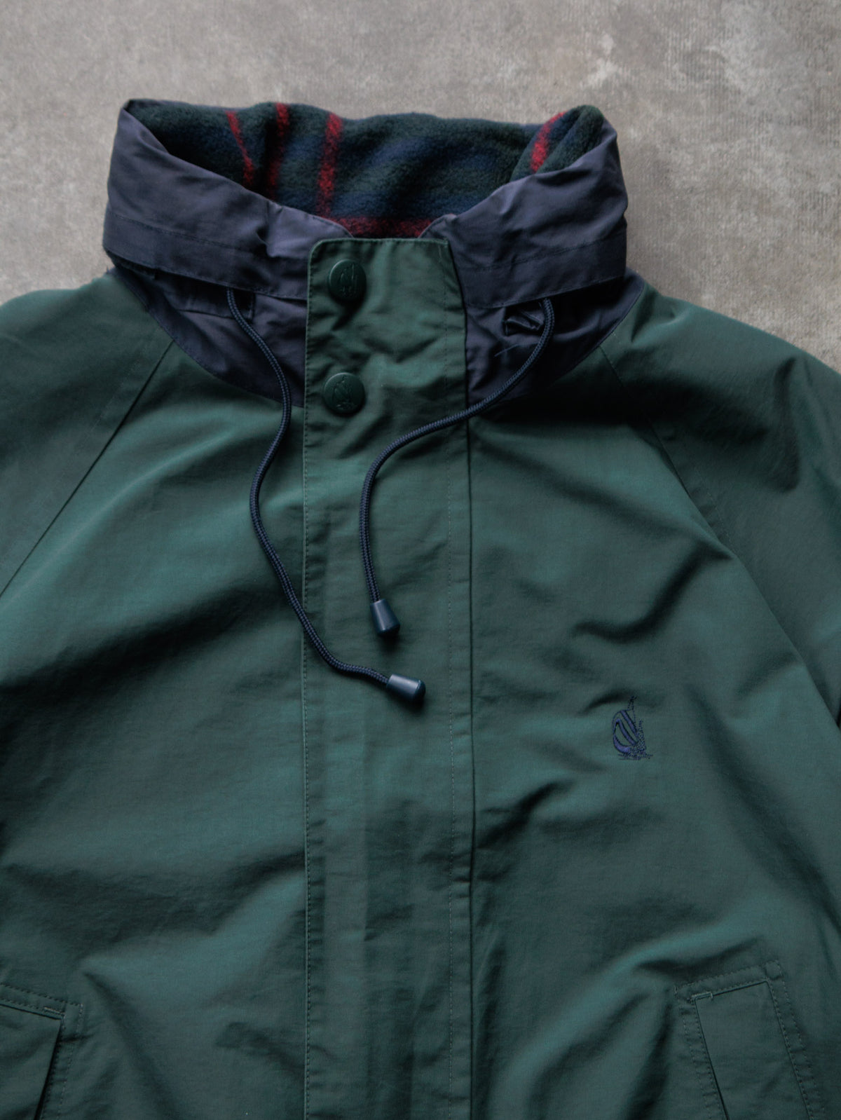 Vintage 90s Green & Navy Plaid Nautica Reversible Jacket (M)