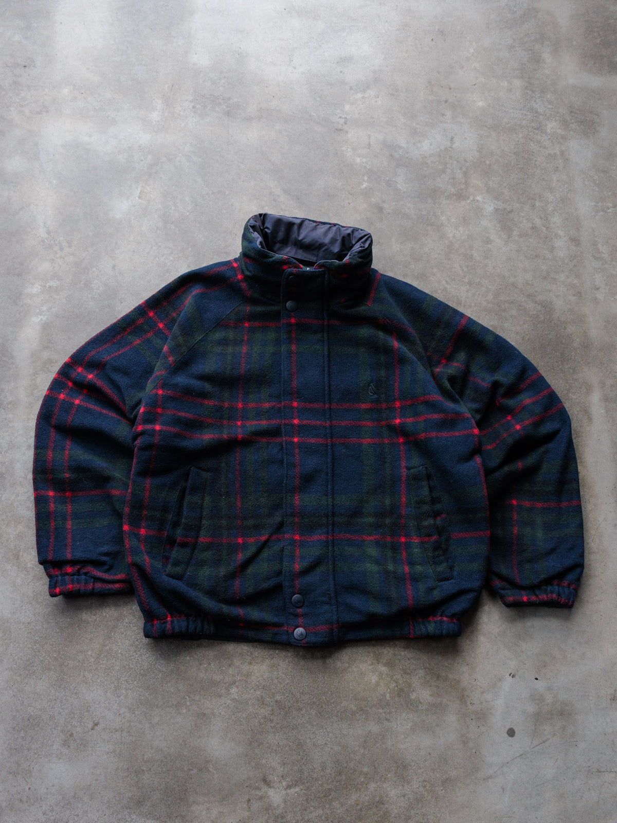Vintage 90s Green & Navy Plaid Nautica Reversible Jacket (M)