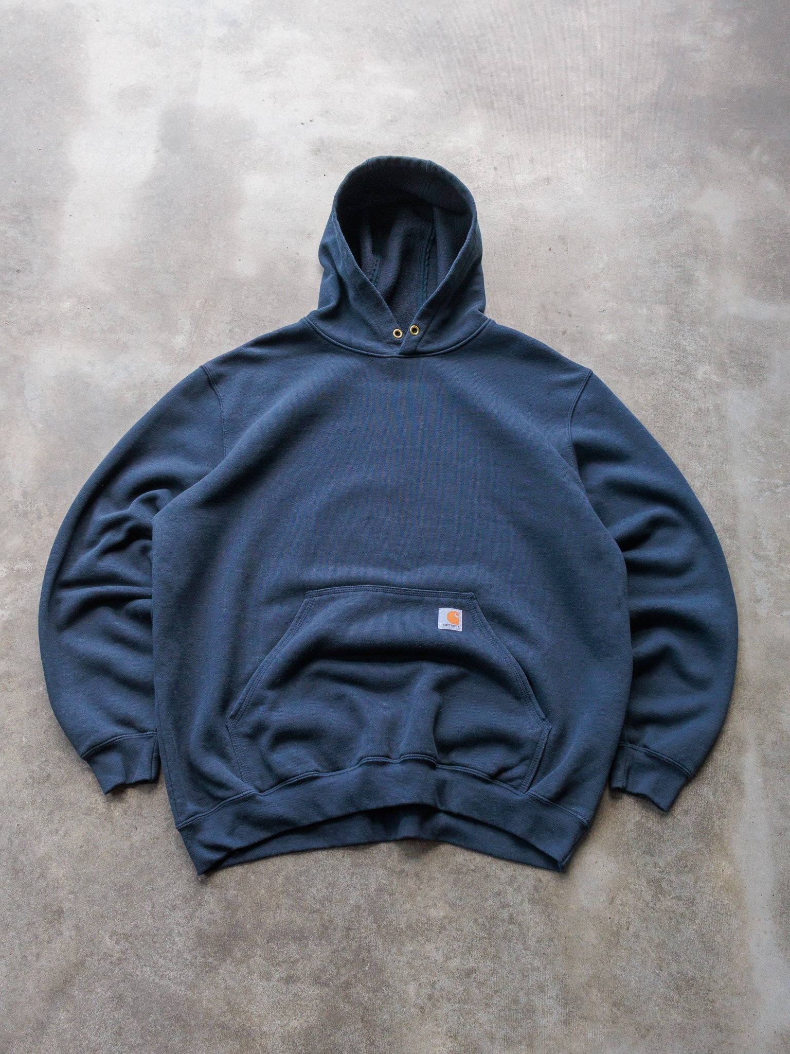 Vintage Navy Carhartt Sleeve Spell Out Hoodie (XL)