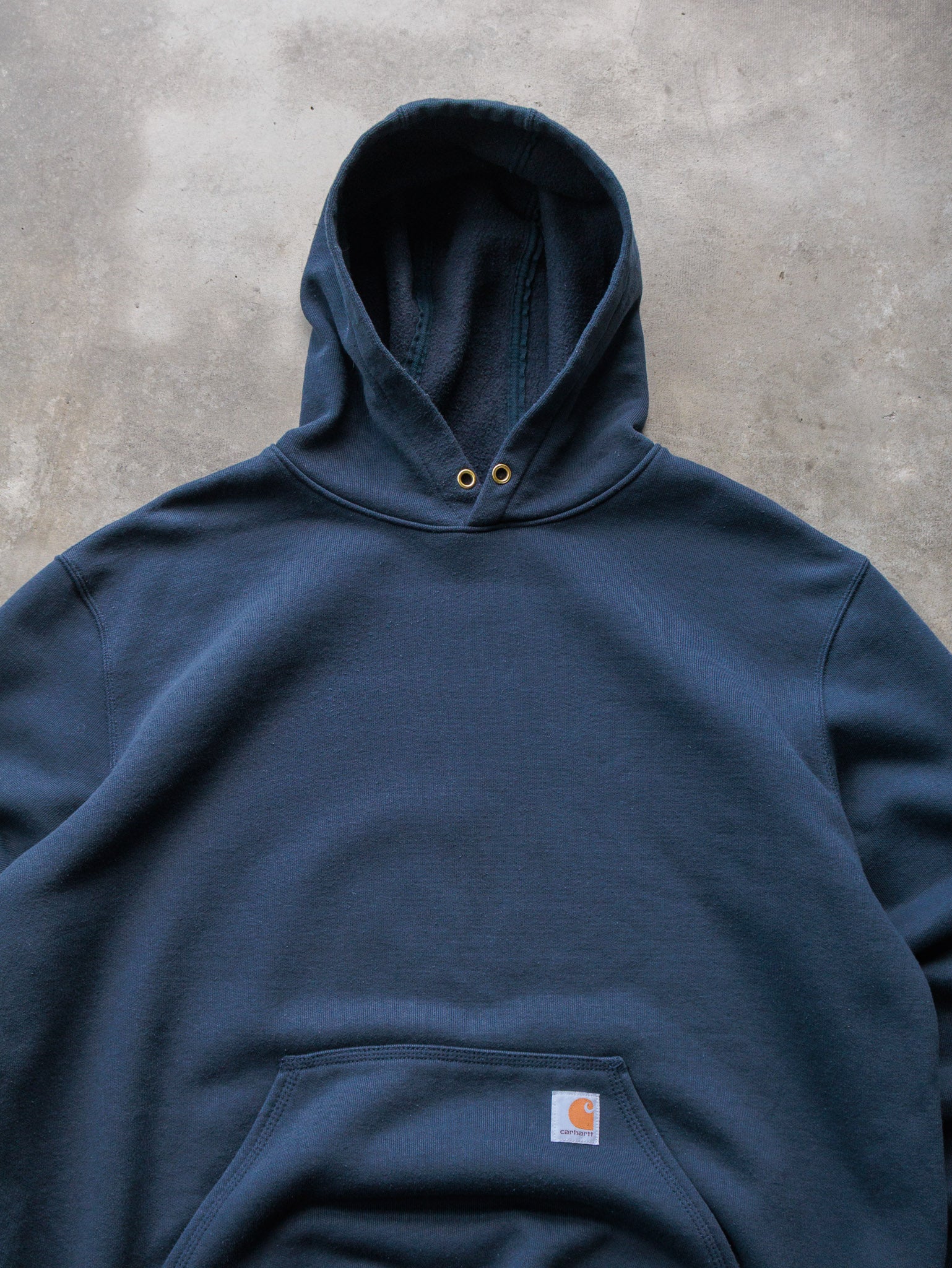 Vintage Navy Carhartt Sleeve Spell Out Hoodie (XL)