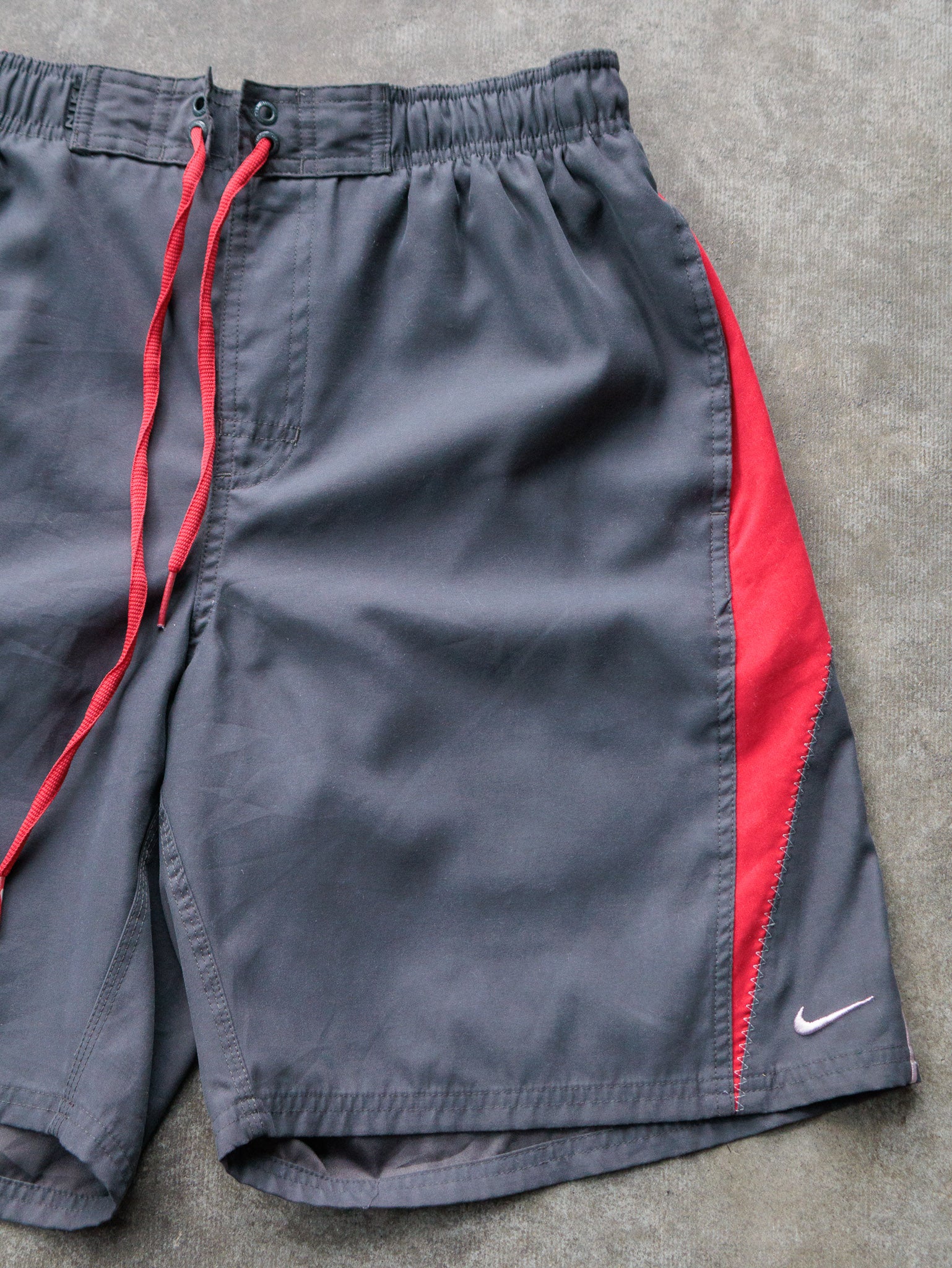 Vintage Grey & Red Nike Swim Shorts (S)