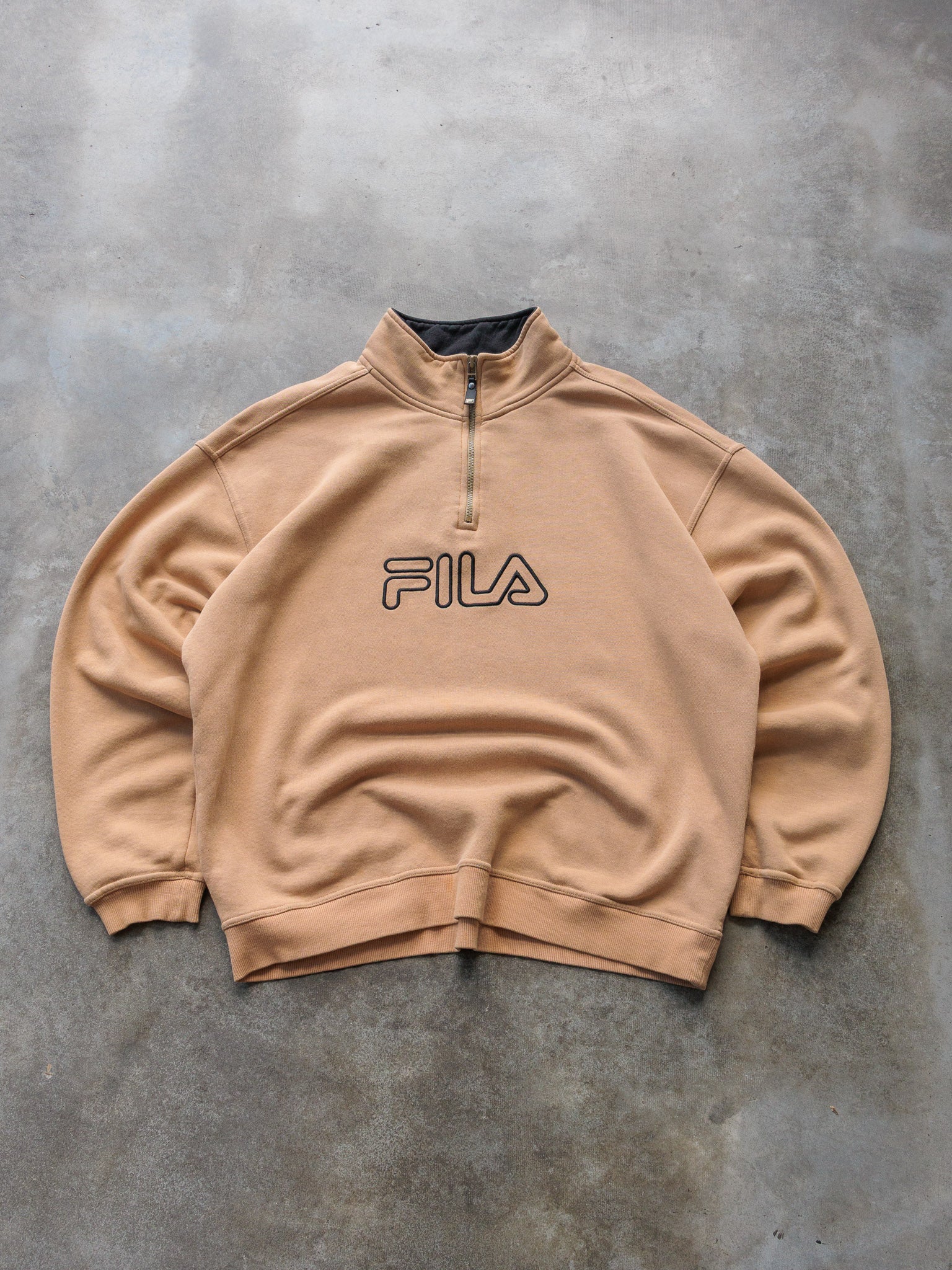 Vintage Fila Spell Out Quarter Zip Sweatshirt (2XL)