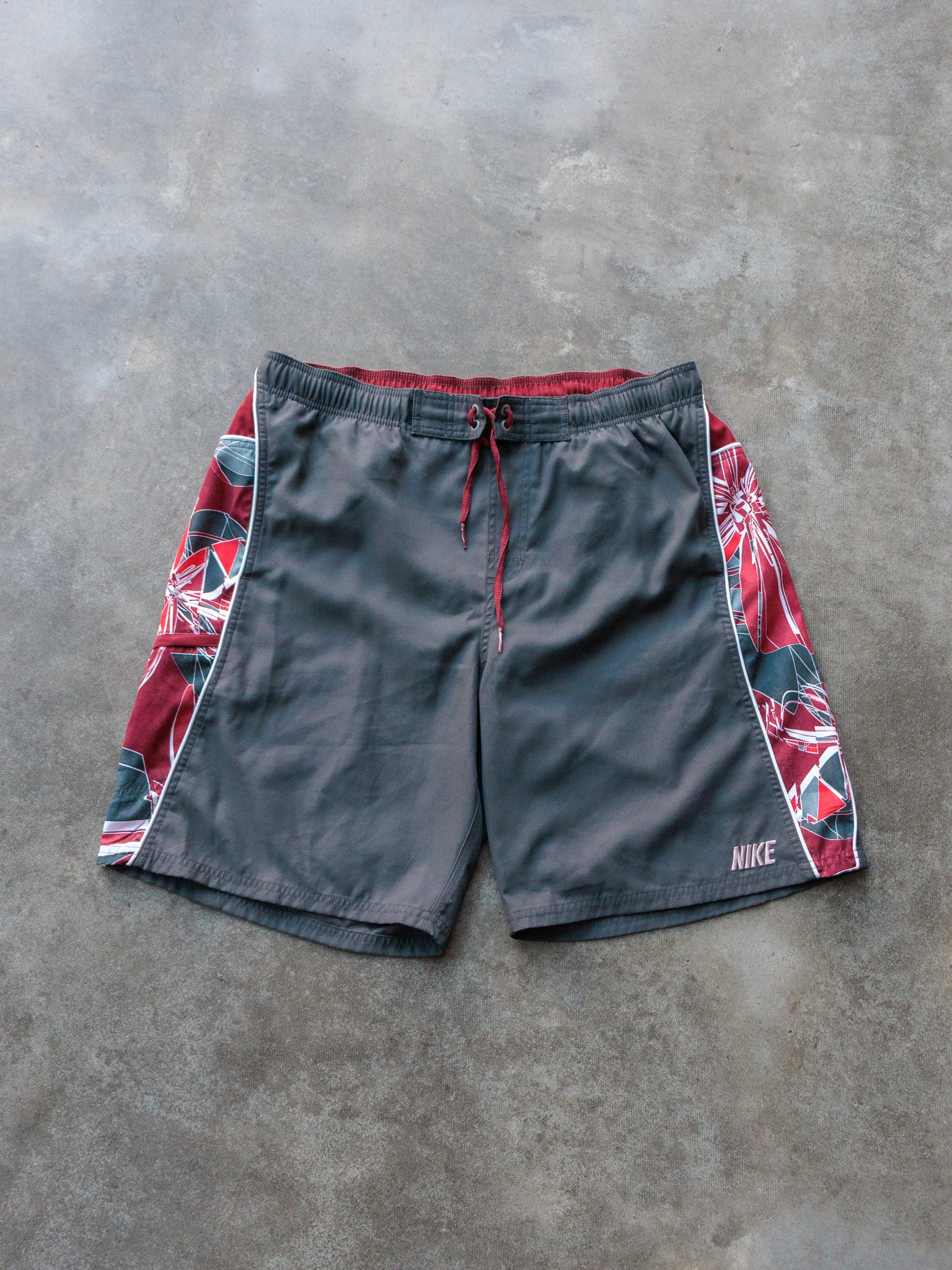 Vintage Grey & Red Nike Swim Shorts (L)