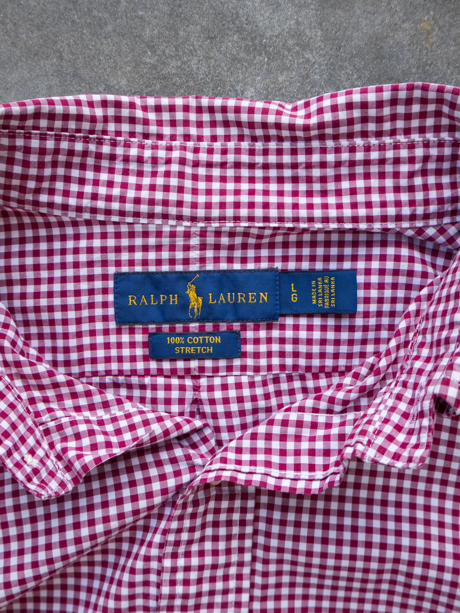Vintage Red and White Gingham Ralph Lauren Shirt (L)