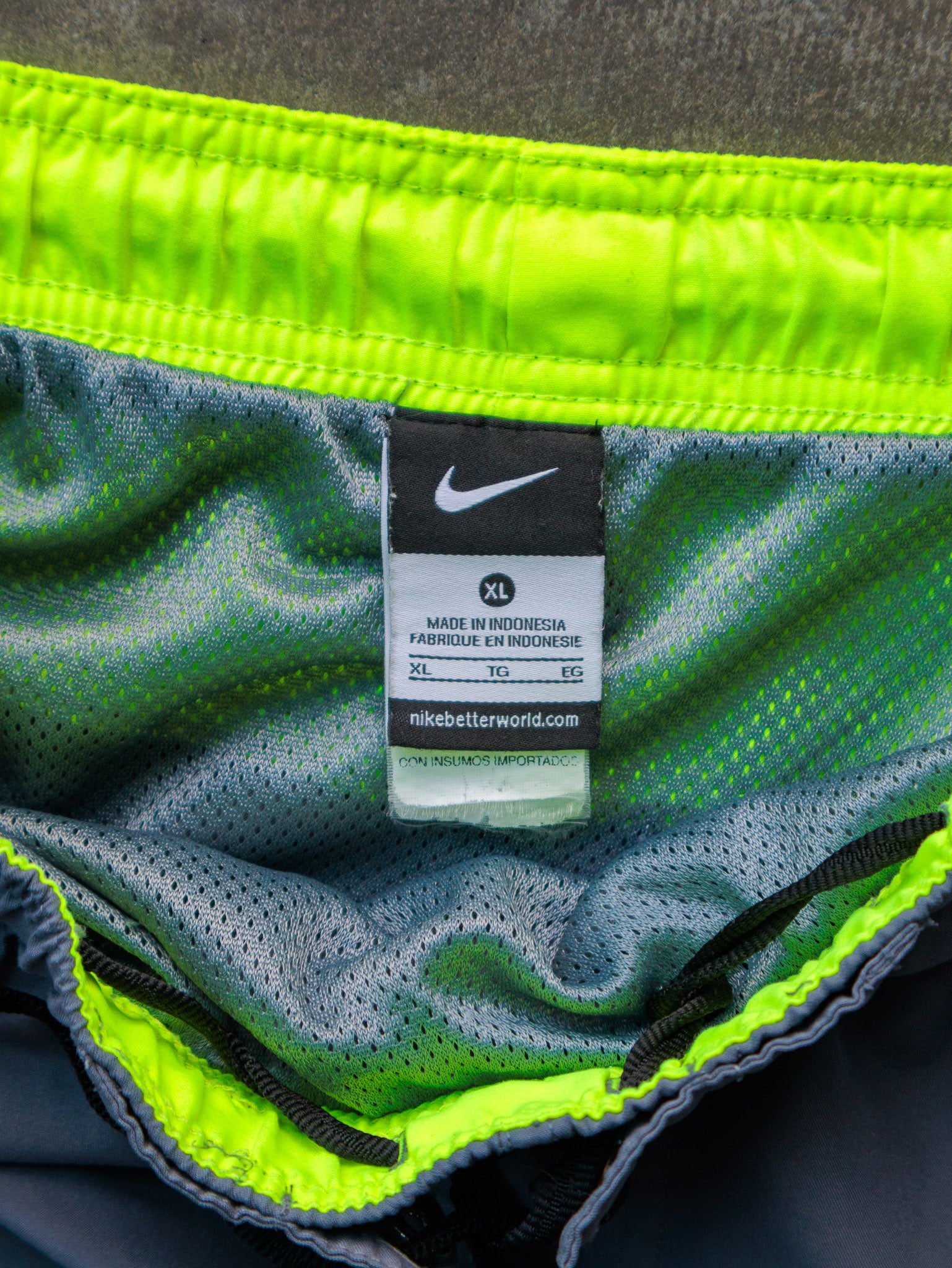 Vintage Grey & Neon Nike Swim Shorts (XL)