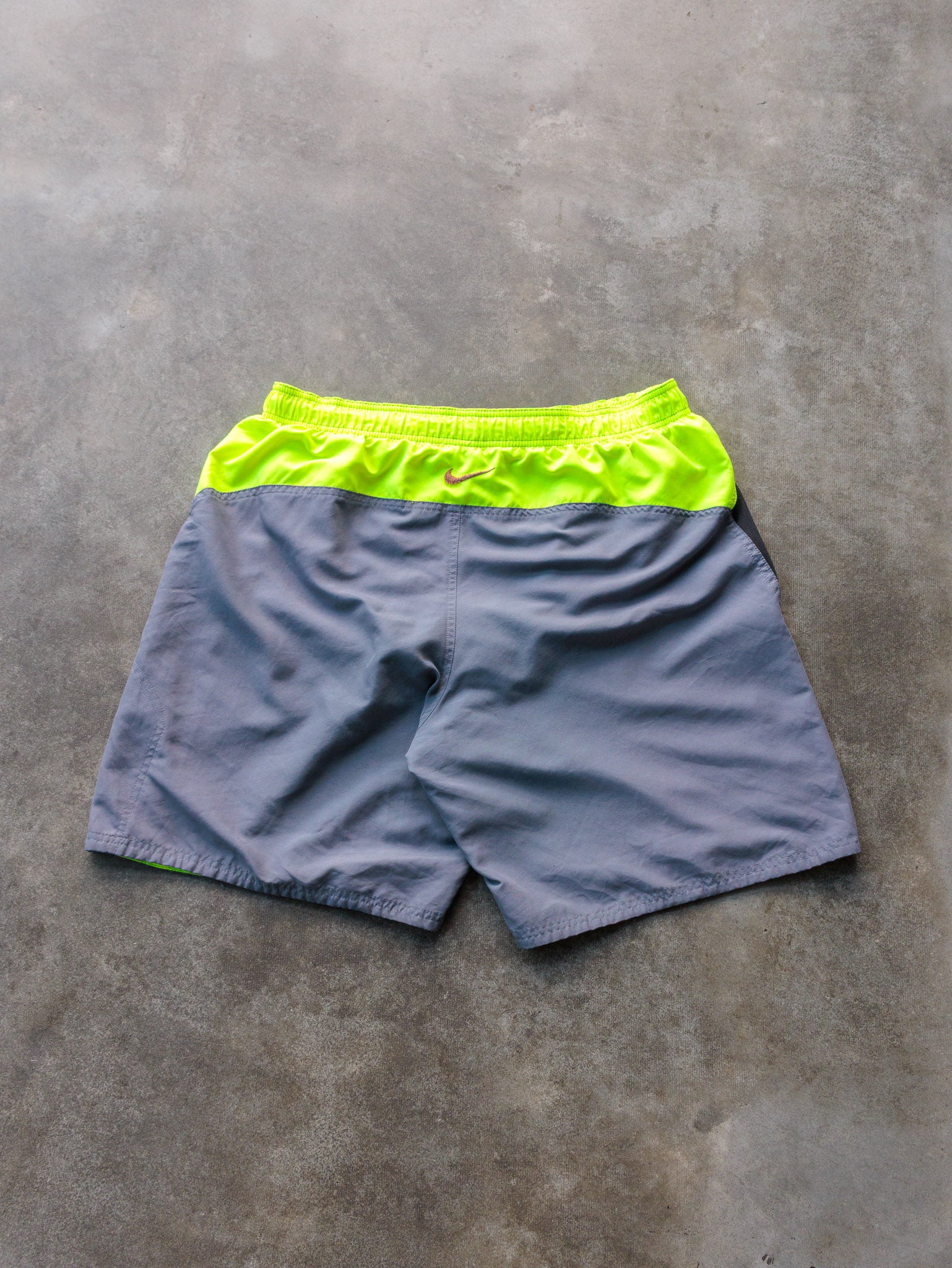 Vintage Grey & Neon Nike Swim Shorts (XL)