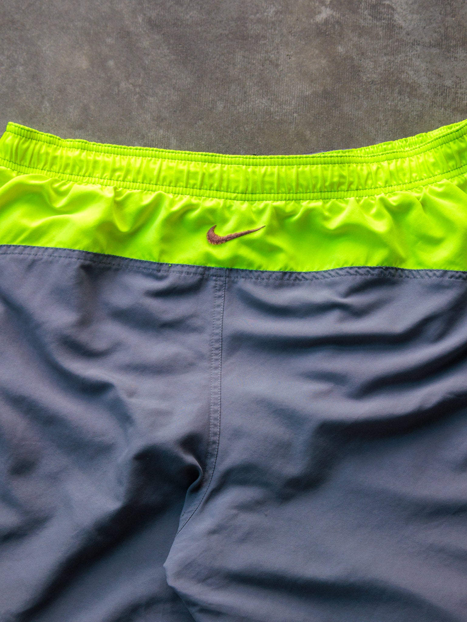 Vintage Grey & Neon Nike Swim Shorts (XL)