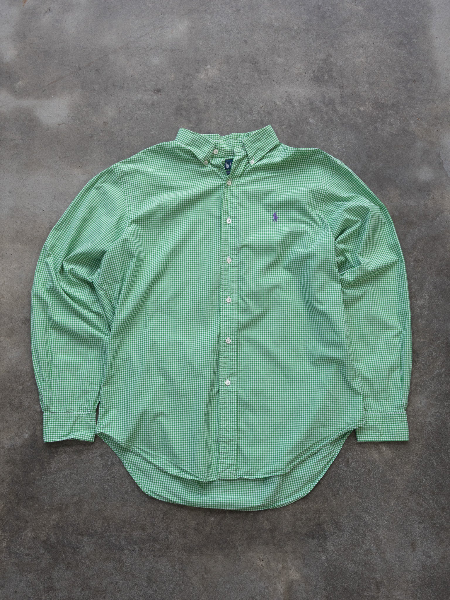 Vintage Green Gingham Ralph Lauren Shirt (L)