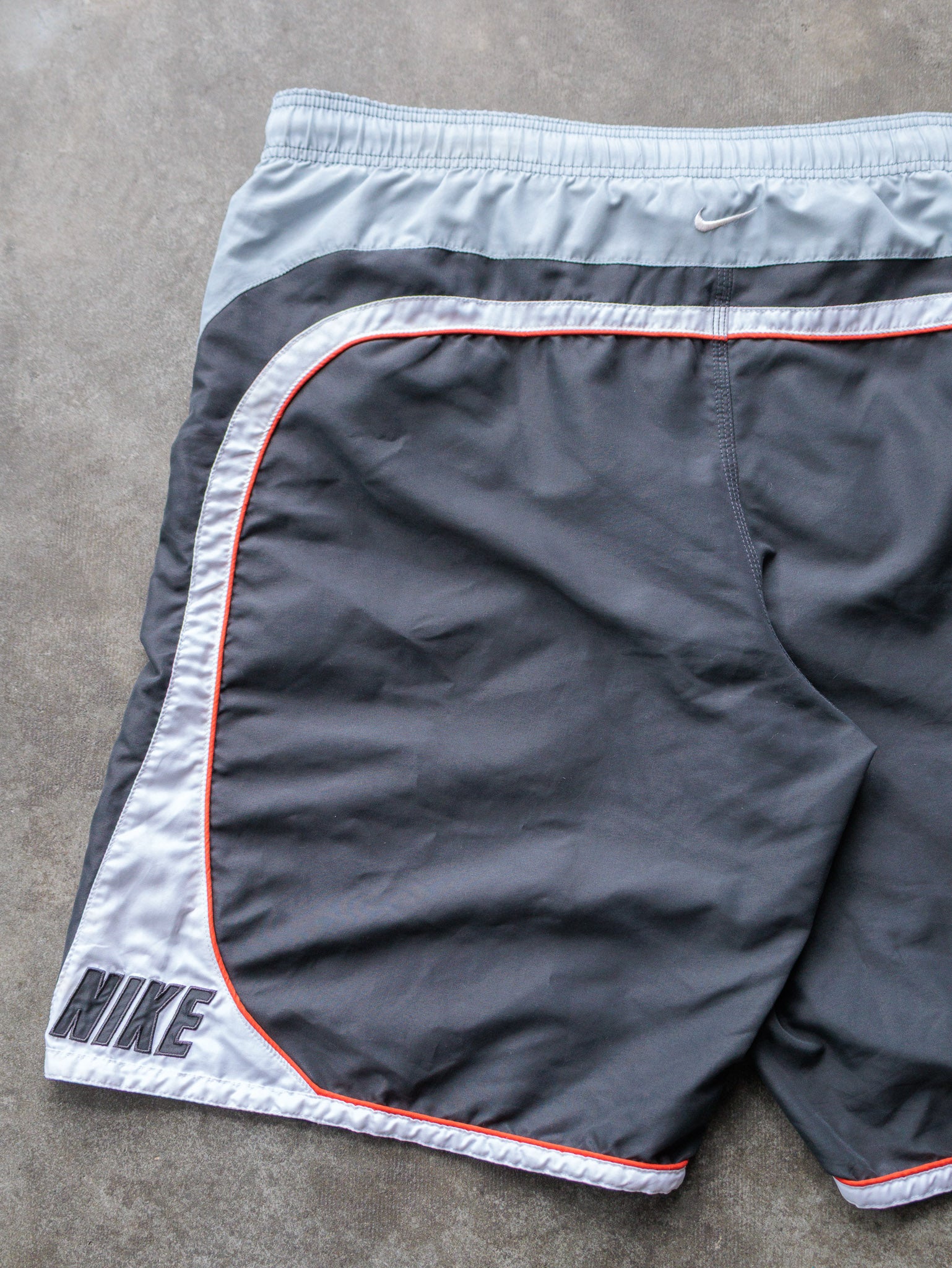 Vintage 00s Grey & Orange Nike Swim Shorts (XL)