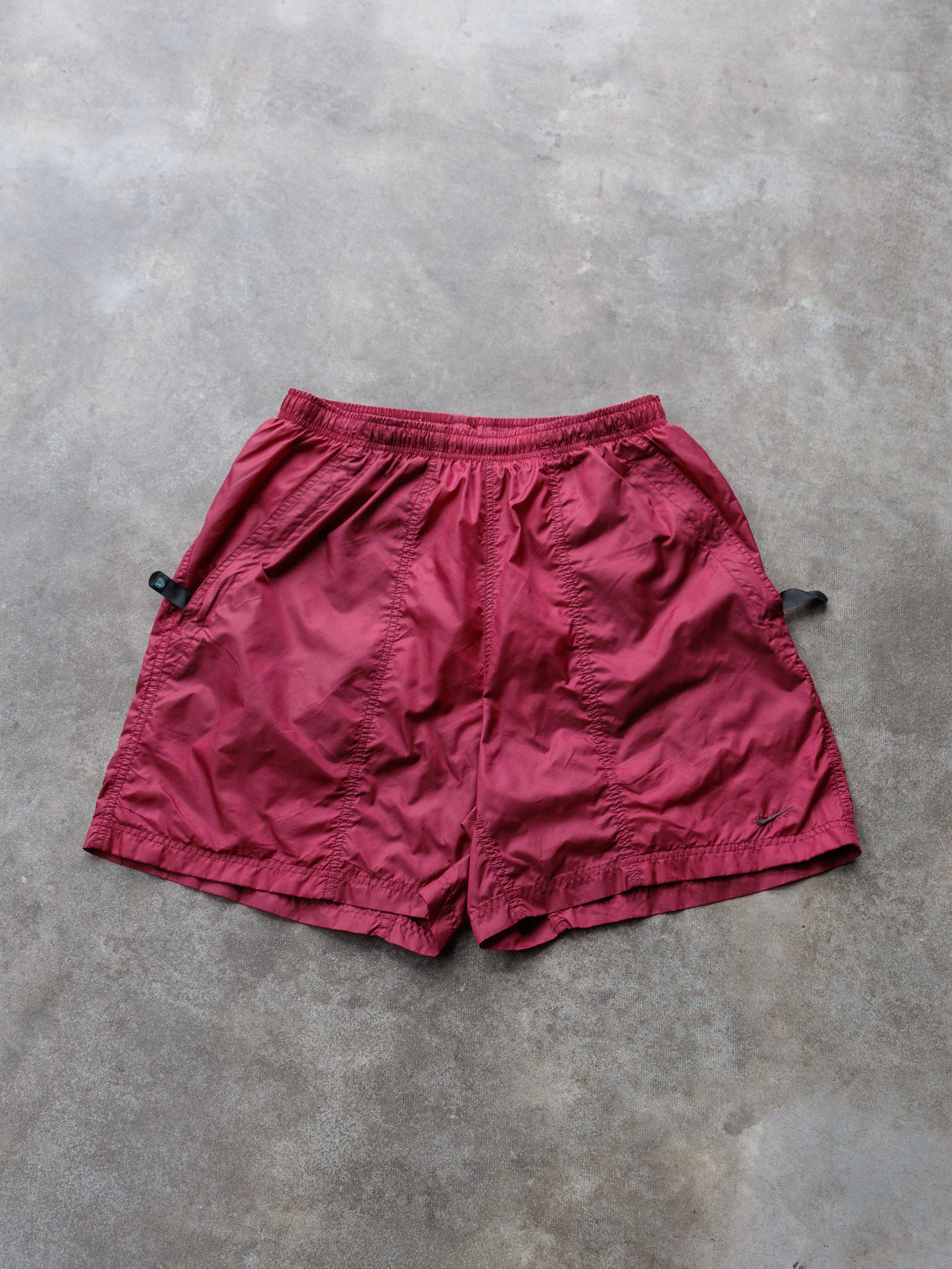 Vintage 00s Maroon Nike Swim Shorts (M)