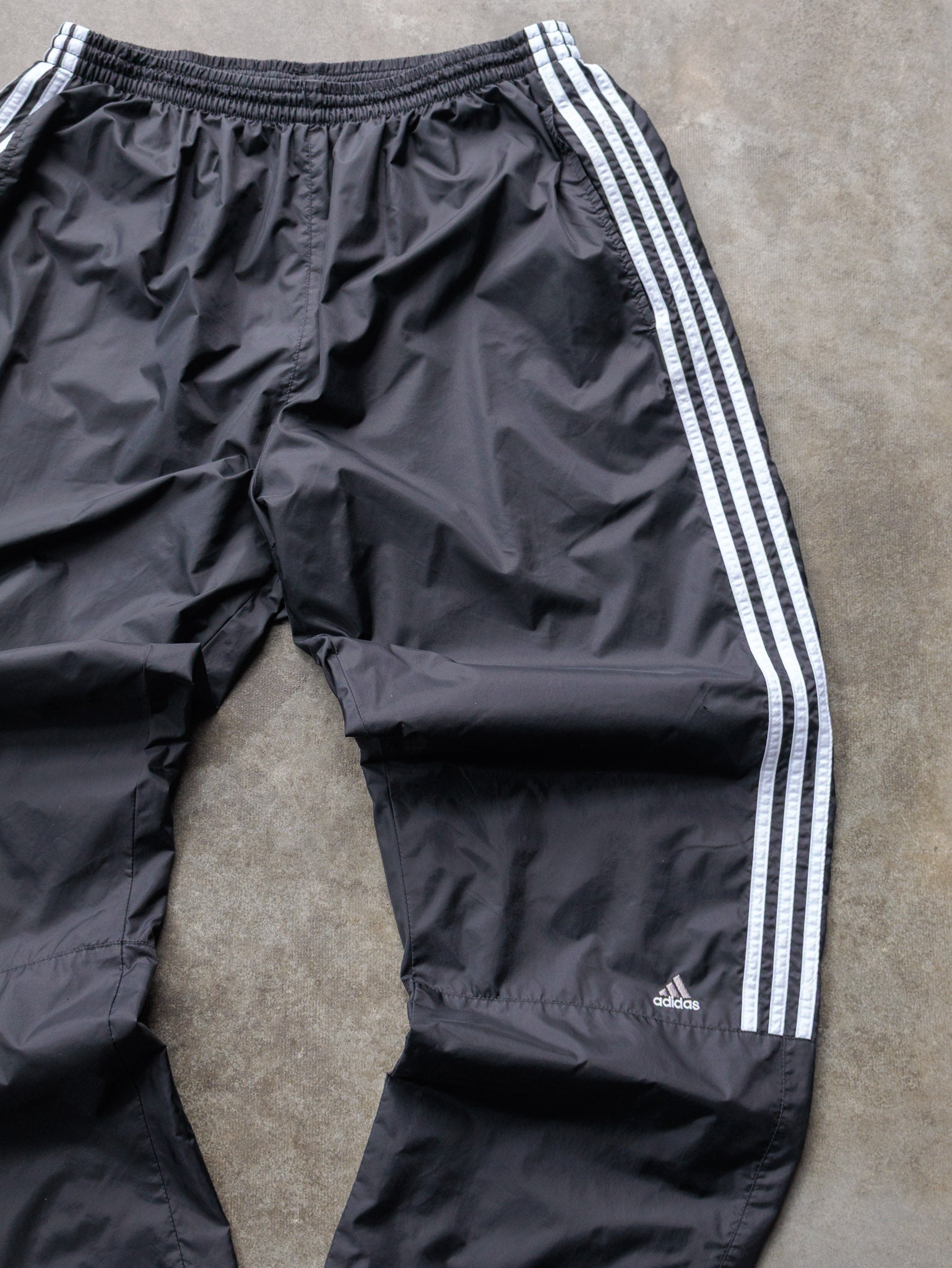 Vintage 00s Black Adidas 3 Stripe Track Pants (2XL)