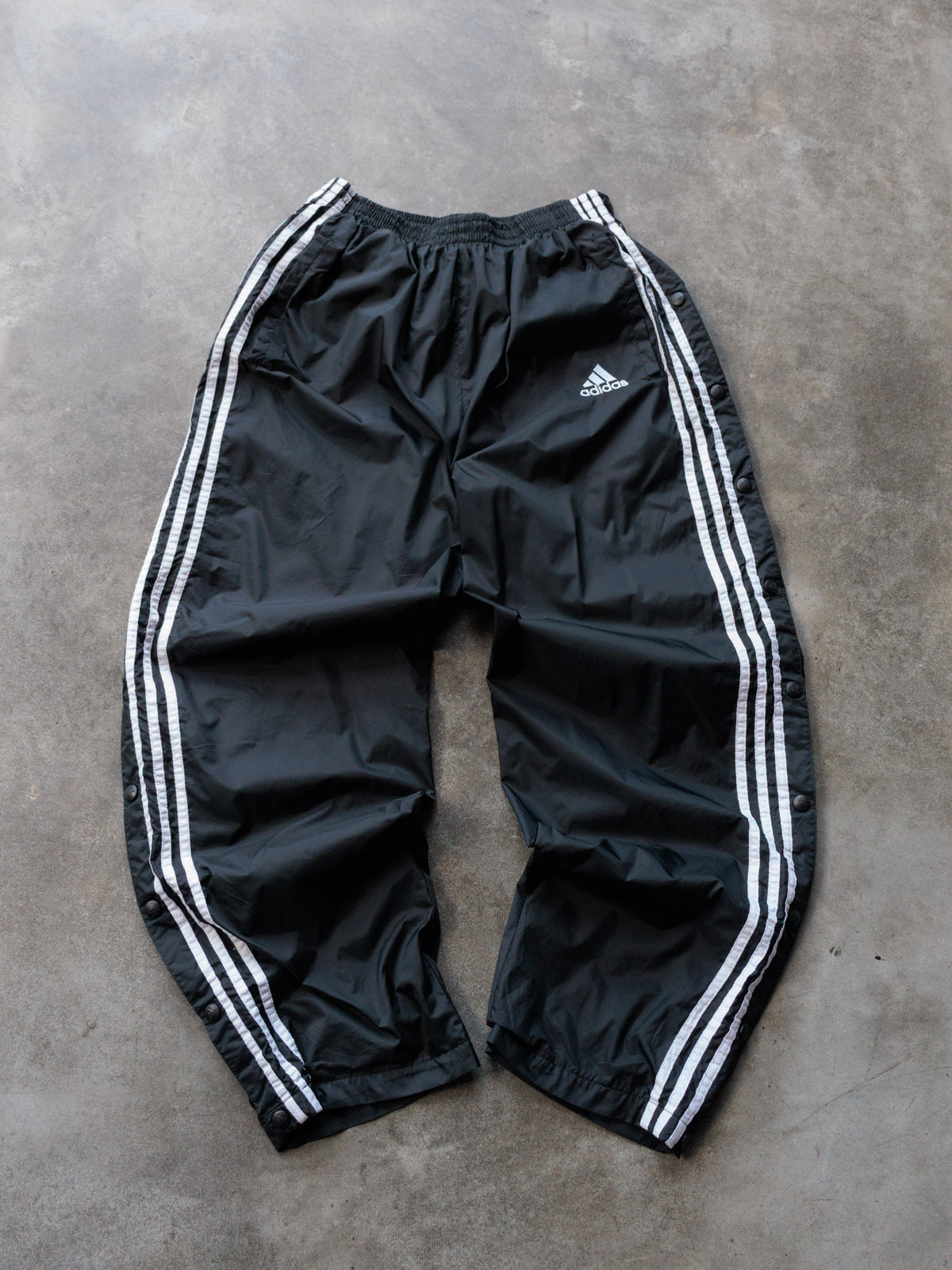 Vintage 90s Black Adidas Snap Track Pants (L)