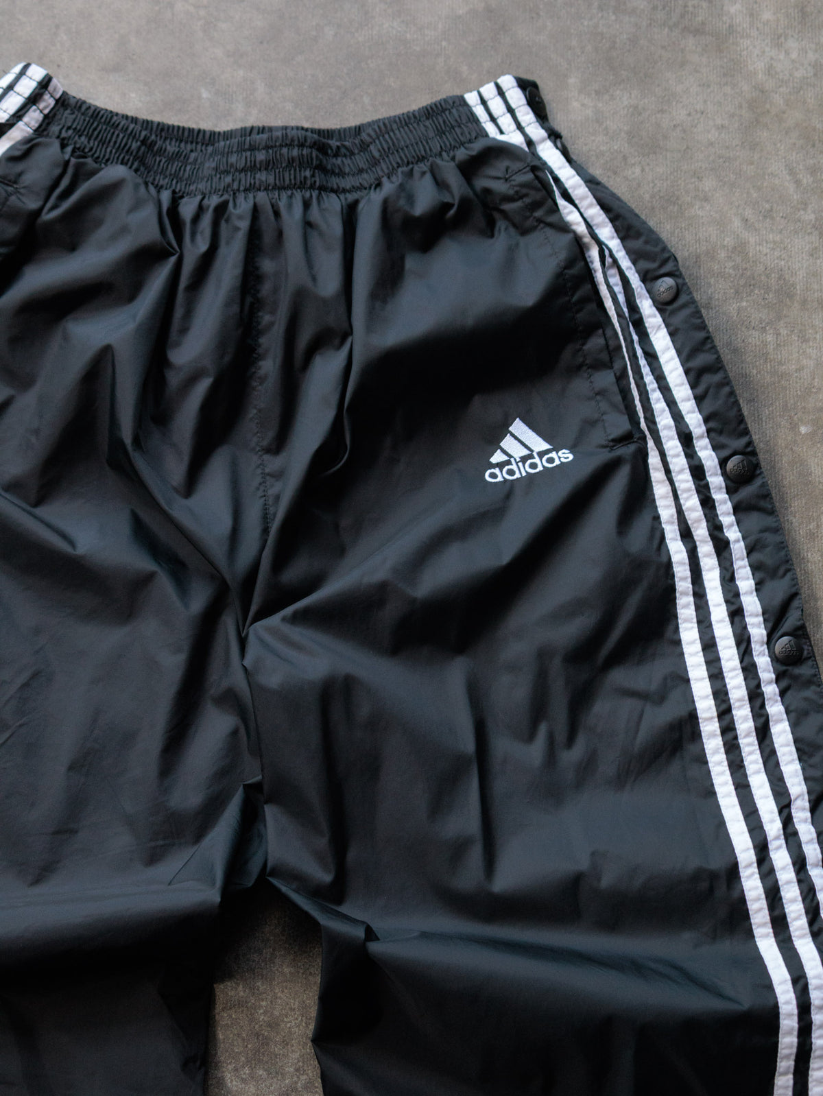 Vintage 90s Black Adidas Snap Track Pants (L)