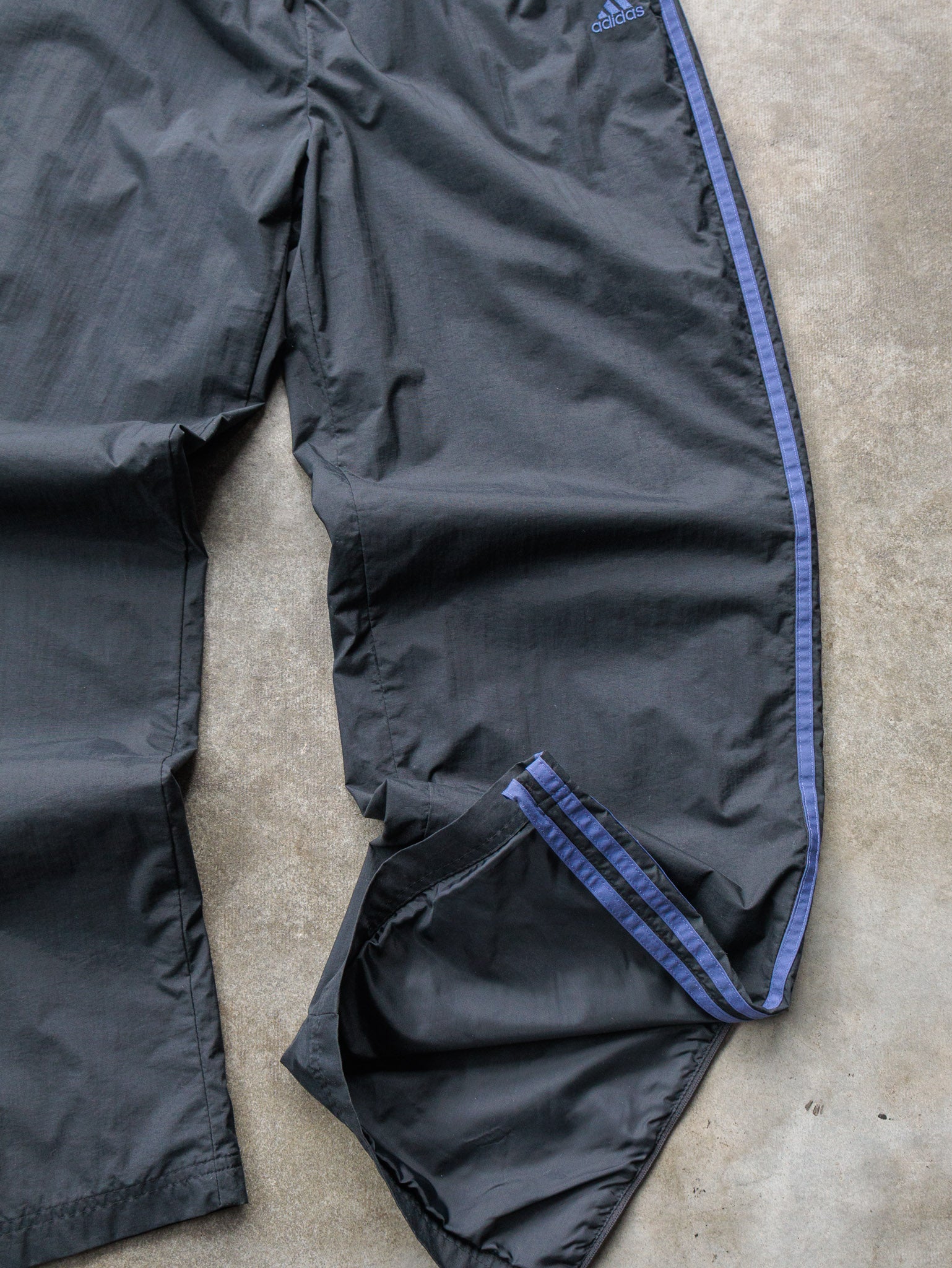 Vintage 00s Black & Blue Adidas 3 Stripe Track Pants (M)