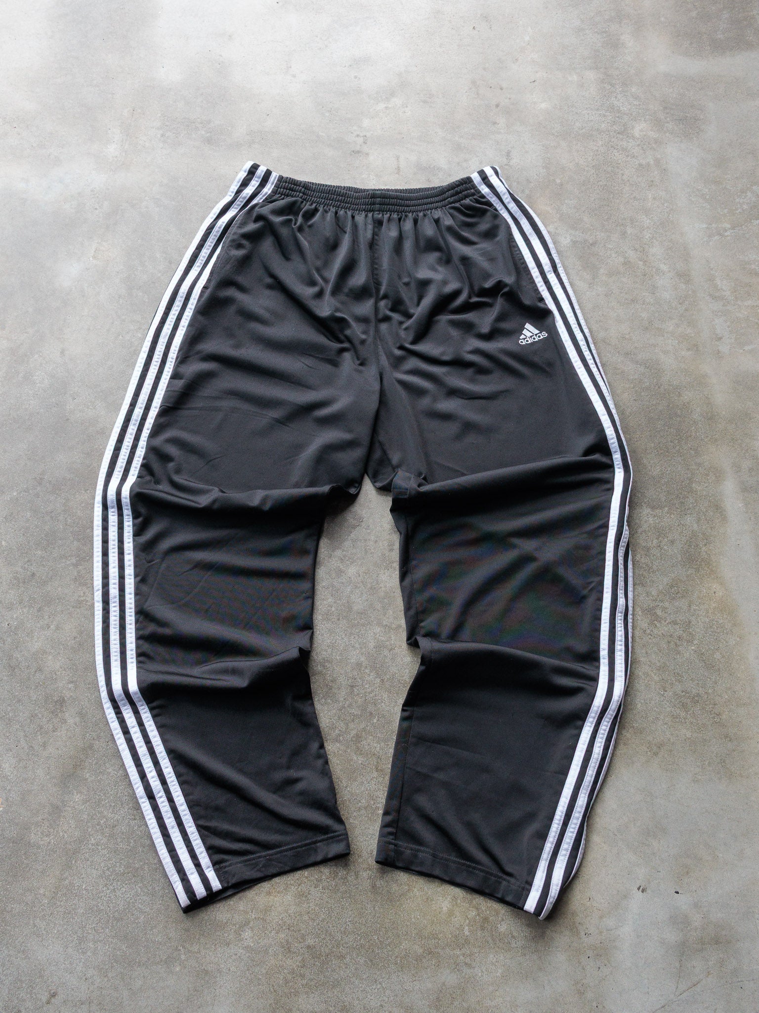 Vintage 90s Black Adidas 3 Stripe Track Pants (L)