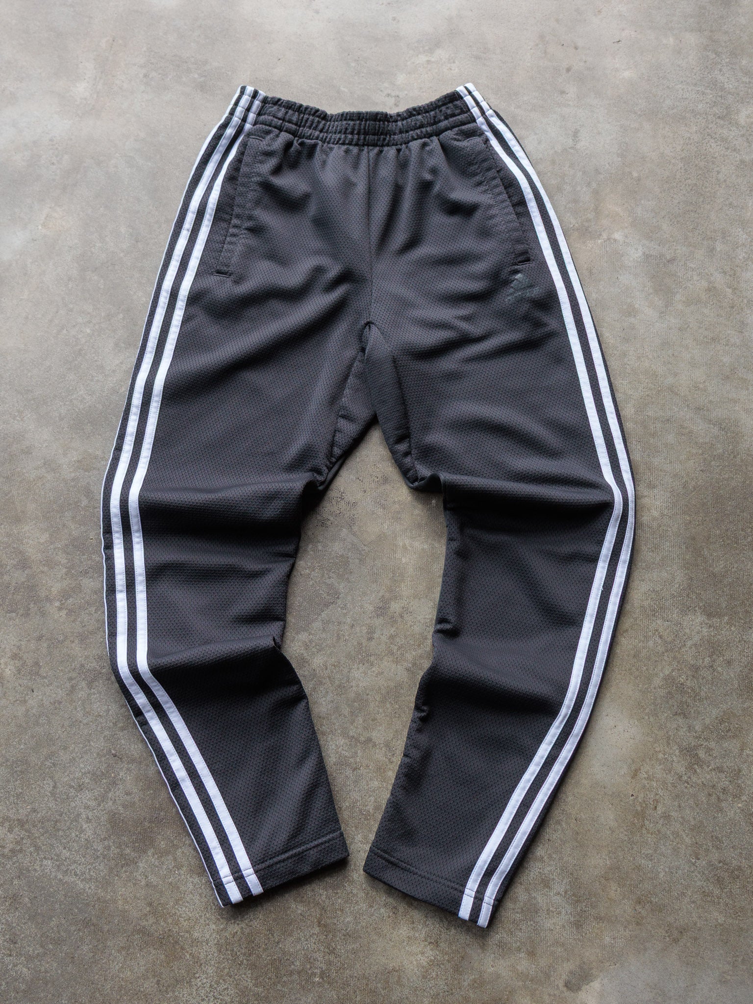 Grey Adidas 3 Stripe Mesh Track Pants (S)