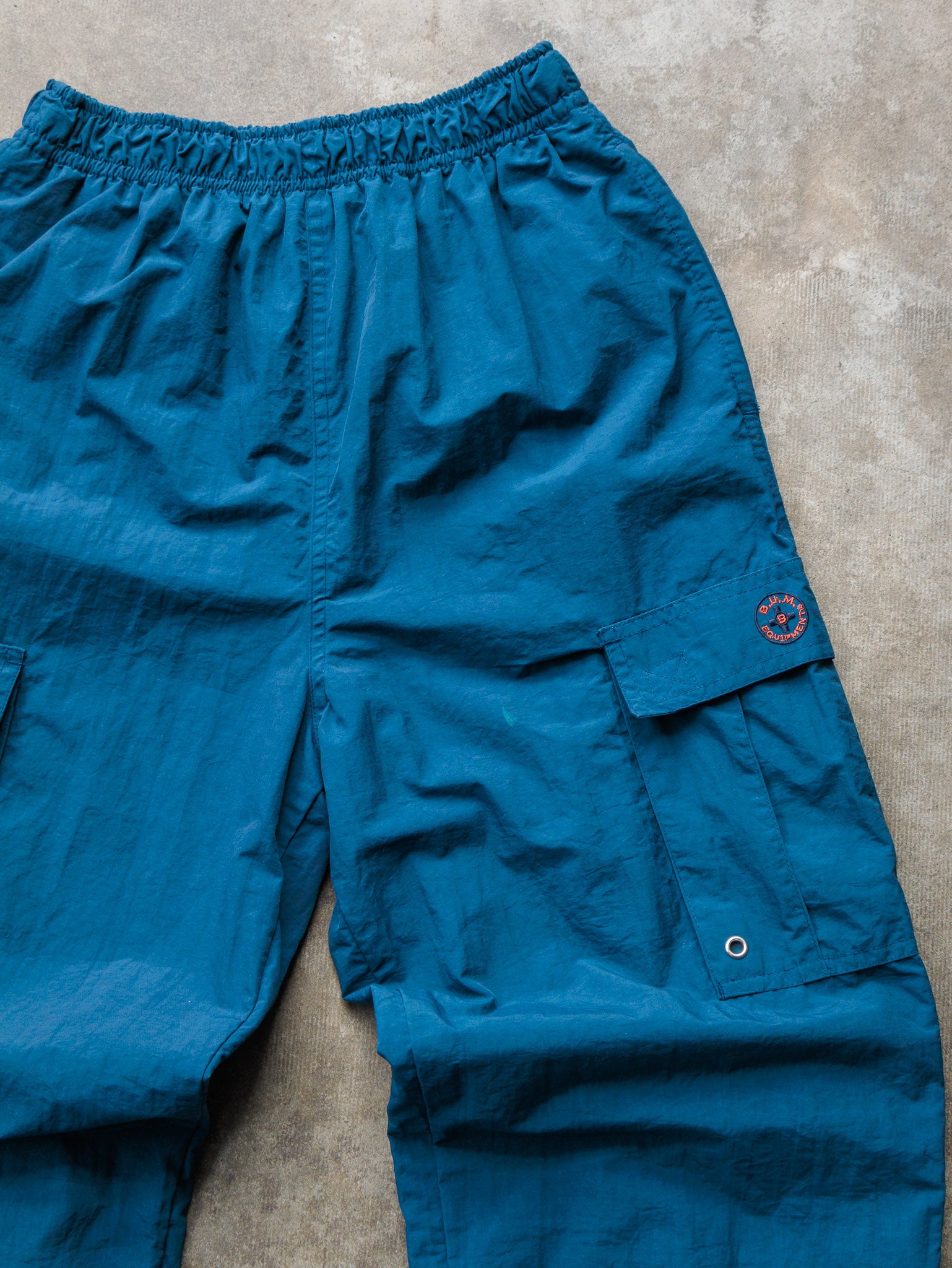 Vintage 90s Teal B.U.M. Equipment Cargo Track Pants (14-16Y)