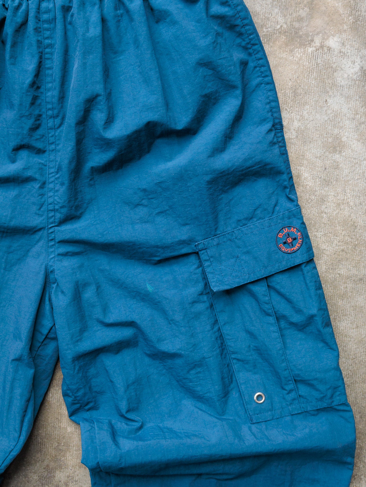 Vintage 90s Teal B.U.M. Equipment Cargo Track Pants (14-16Y)